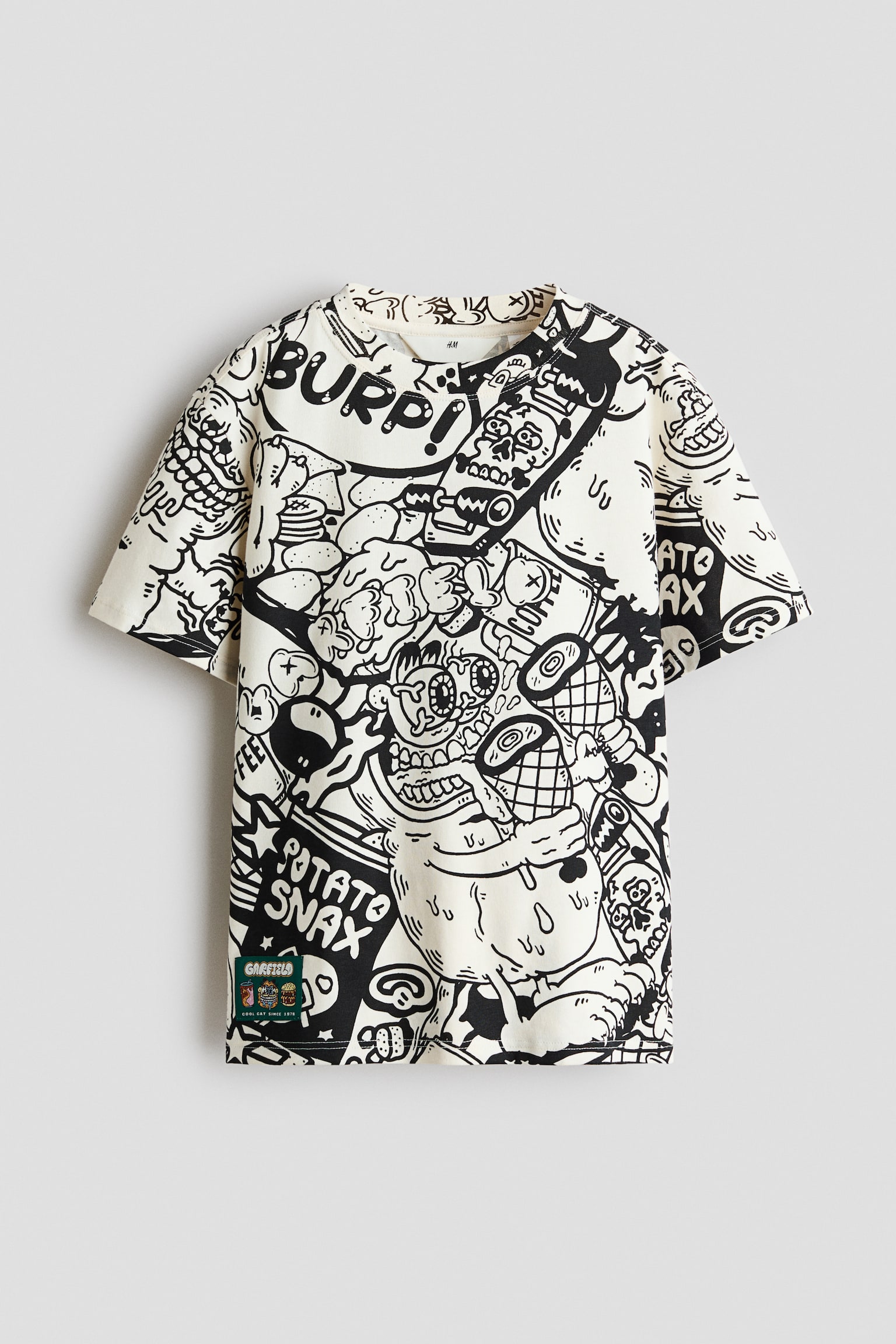 Printed T-shirt - White/Garfield/White/The Simpsons