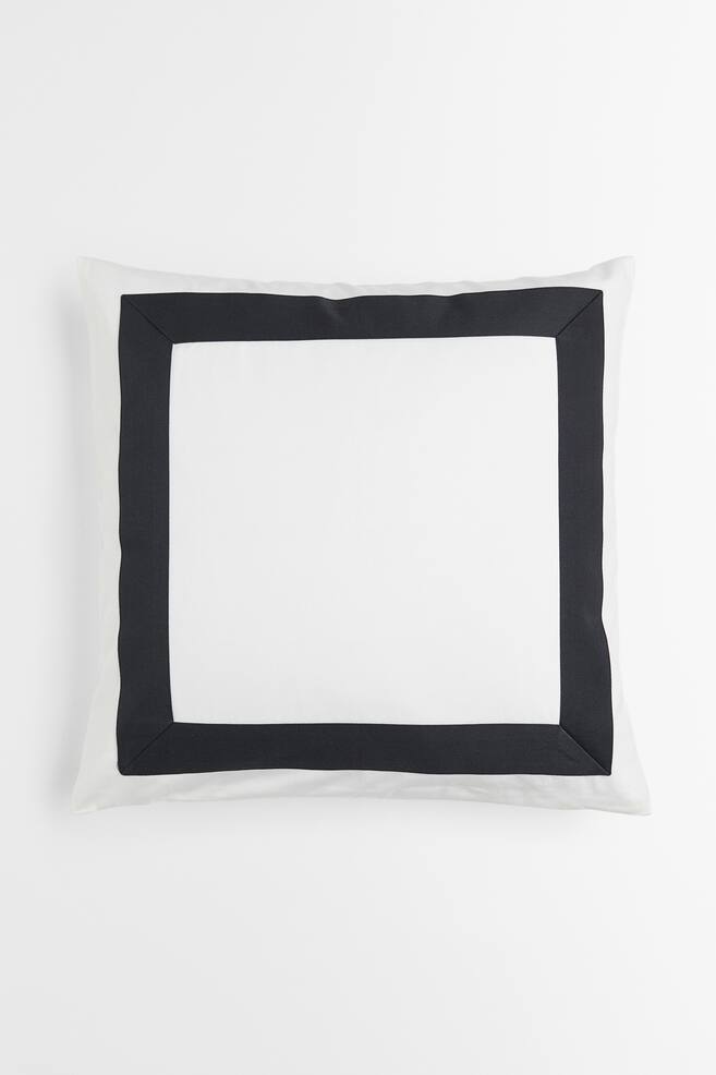 Cotton twill cushion cover - White/Light beige - 1
