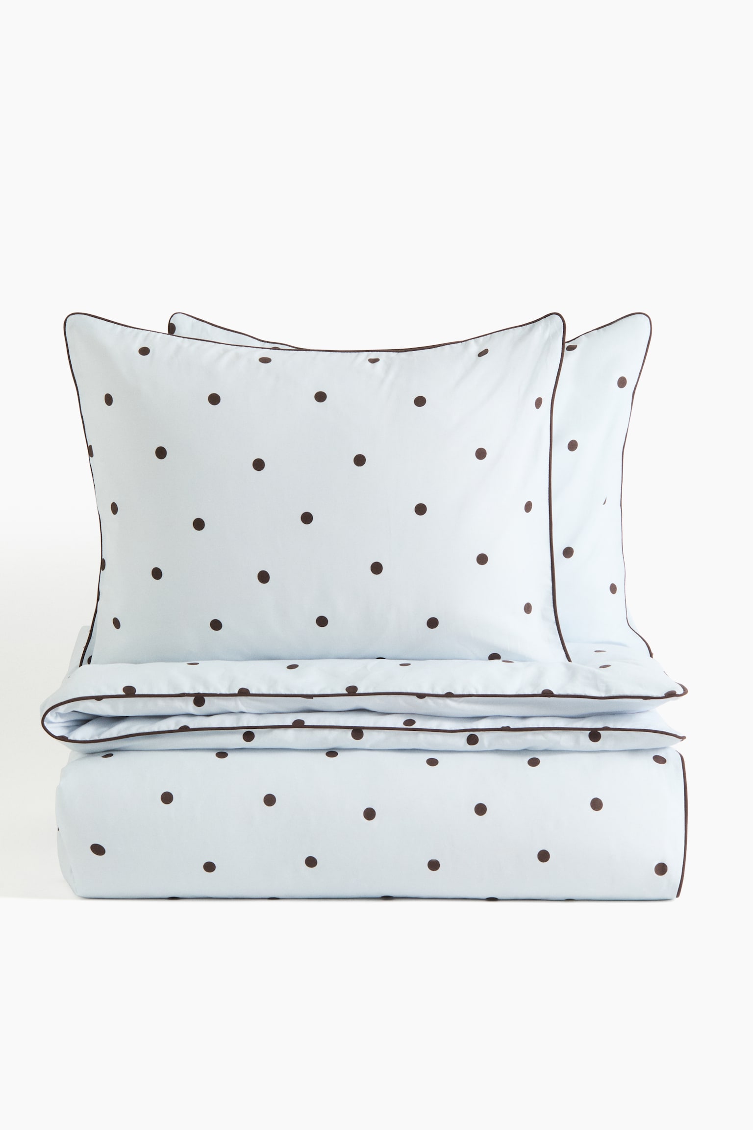 Baumwollbettwäsche für Doppel-/Kingsize-Betten - Helles Mattblau/Polka Dots/Weiß/Polka Dots - 1
