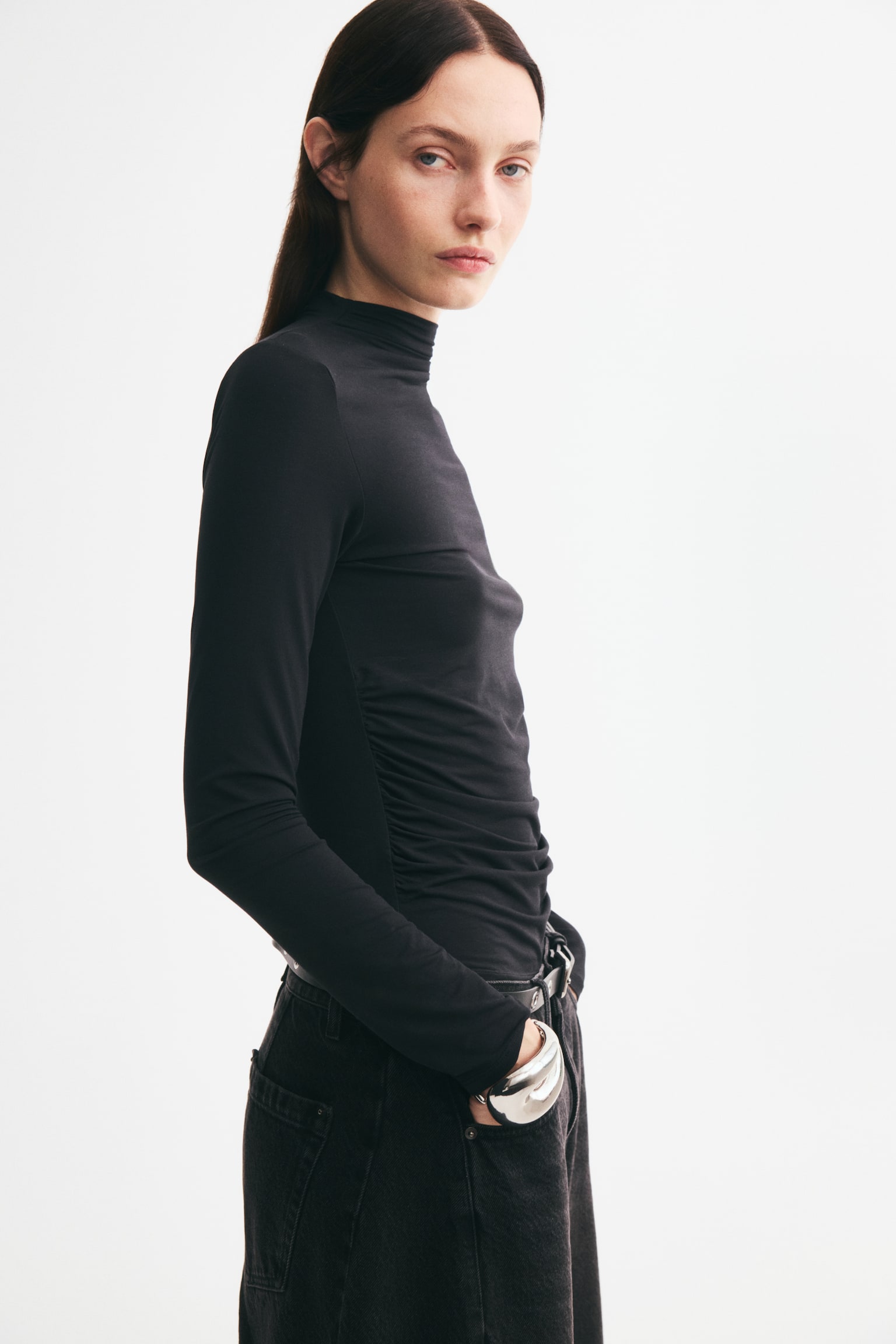 Женский топ H&M Draped Modal Top, цвет: Чёрный — фото 5
