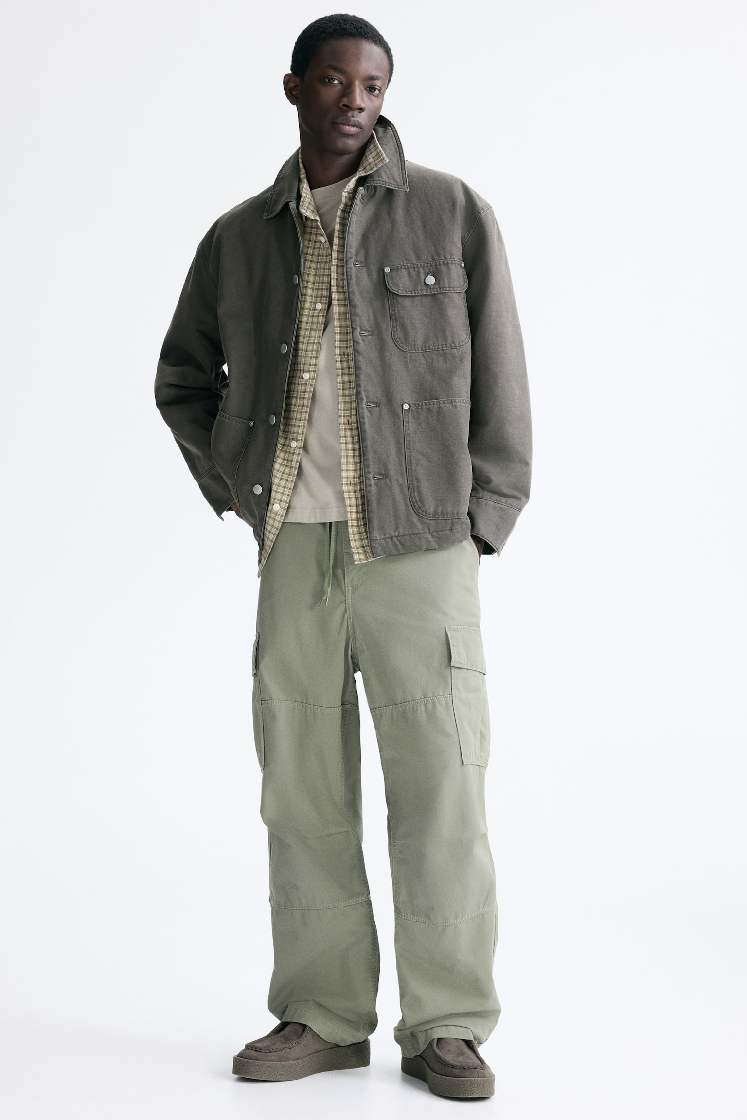 Relaxed Fit Cotton cargo trousers - Khaki green/Brown/Black/Light beige - 1