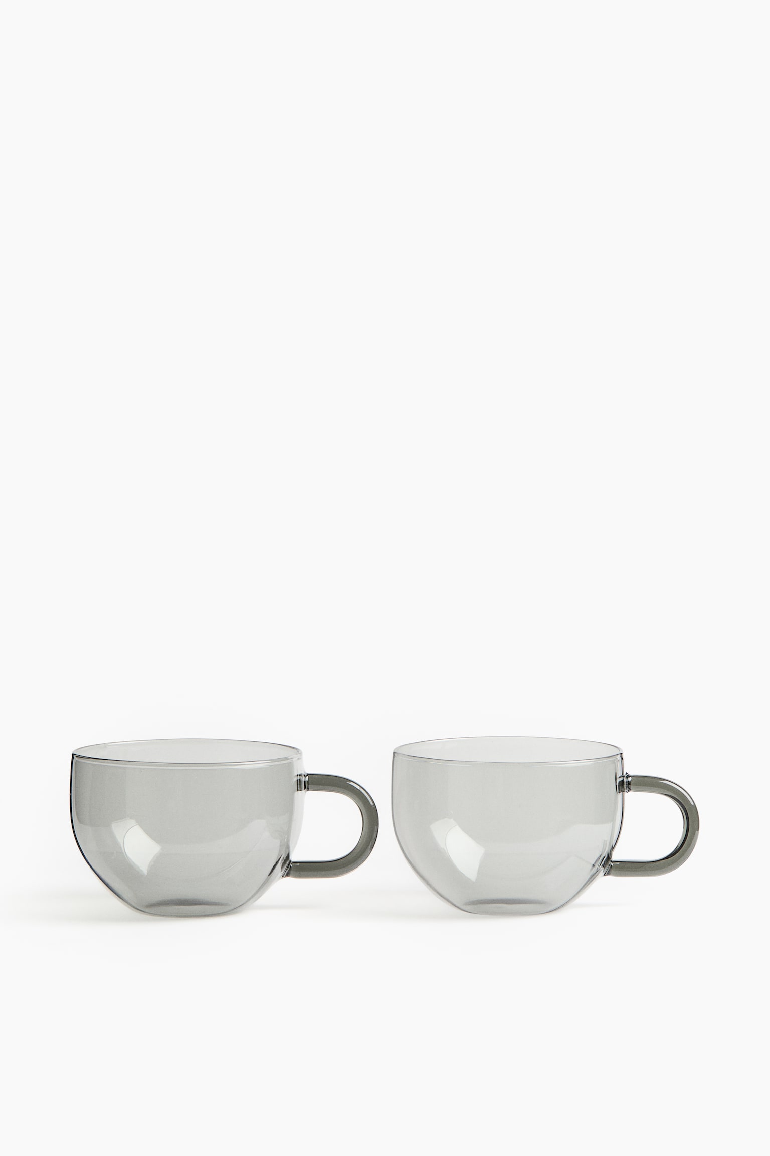 2-pack glass mugs - Grey/Clear glass