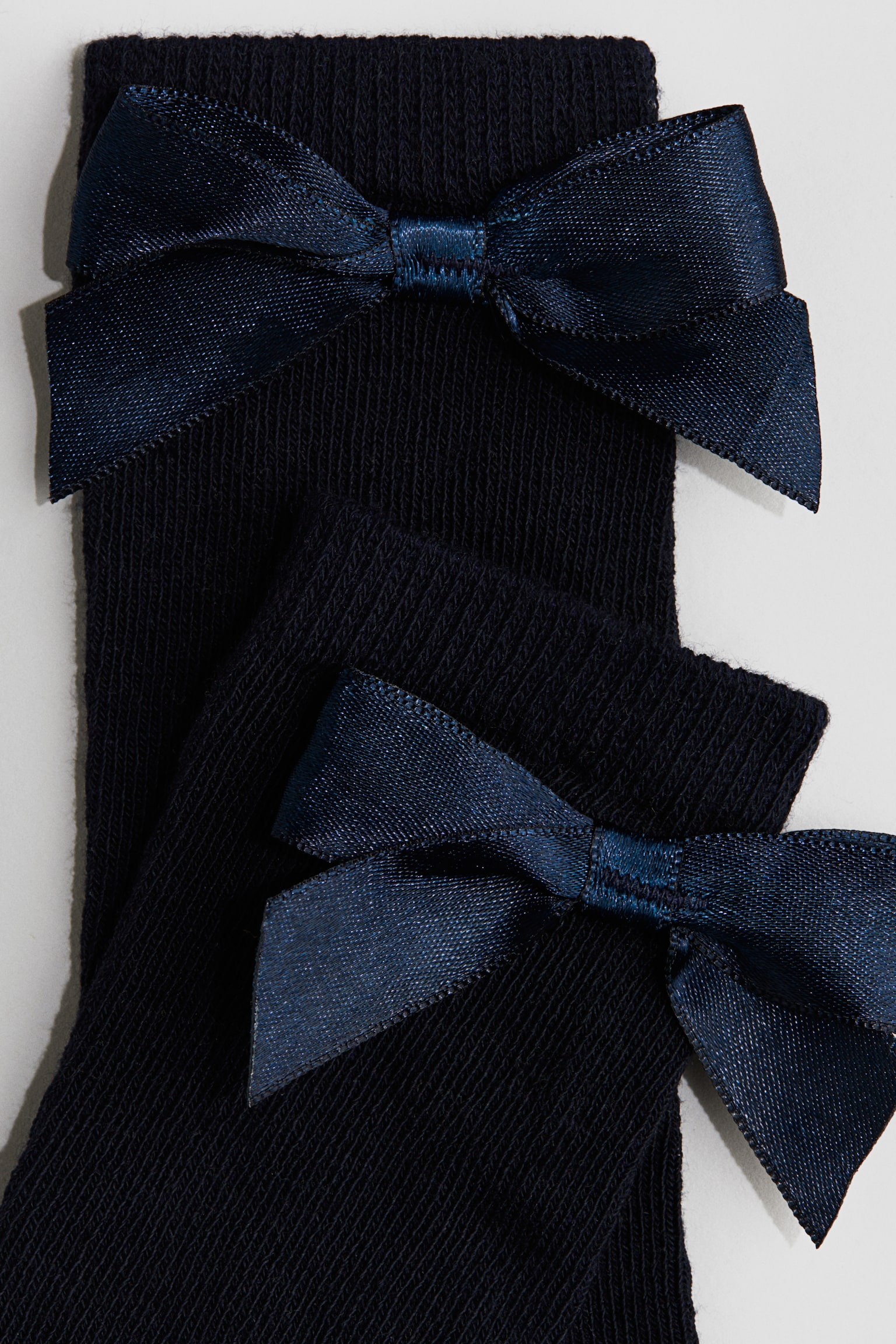 Bow-detail knee socks - Navy blue/Red - 2