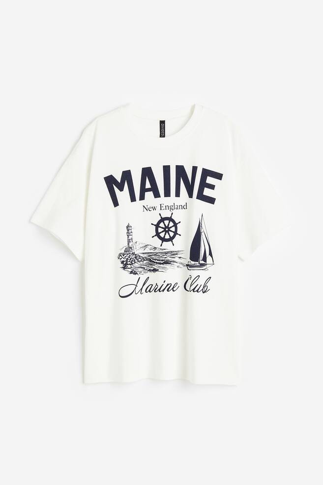 Oversized T-shirt med tryk - Hvid/Maine/Creme/Good Vibes/Lyseblå/The Hamptons/Lyseblå/Bil/dc - 2