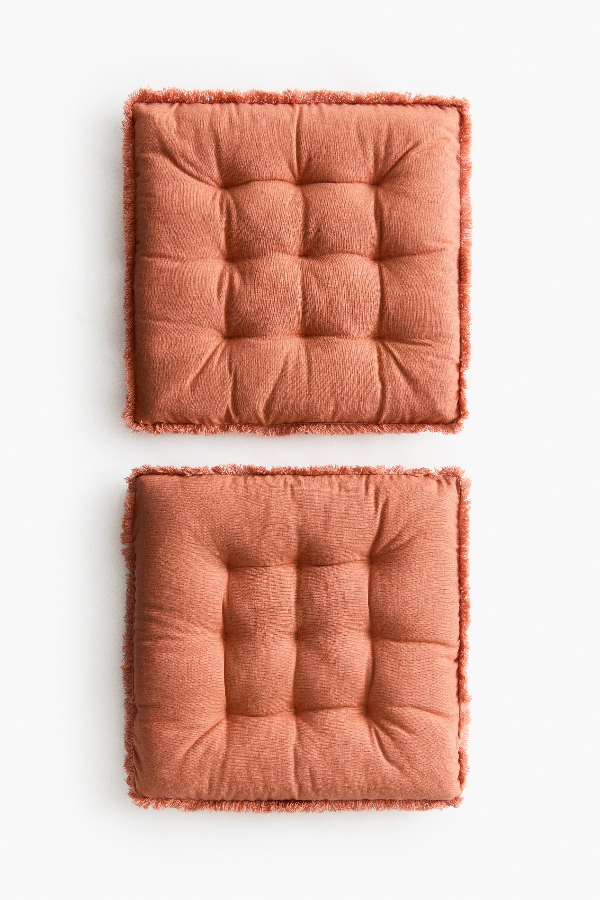 Lot de 2 coussins d'assise en lin mélangé - Orange/Beige clair/Marron foncé/Vert kaki clair/Jaune