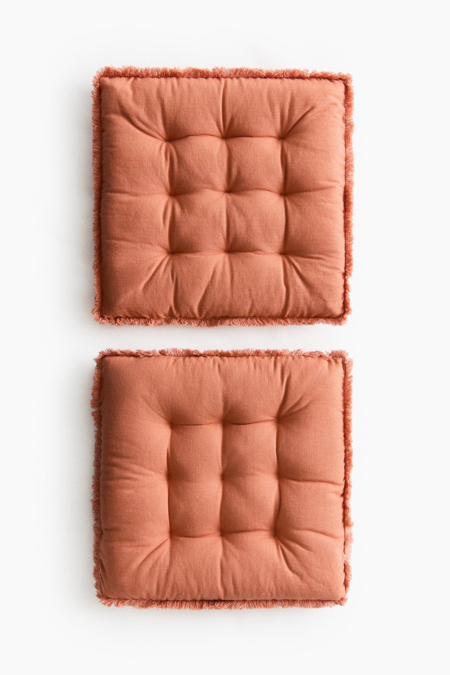 Lot de 2 coussins d'assise en lin mélangé - Orange/Beige clair/Marron foncé/Vert kaki clair/Jaune - 2