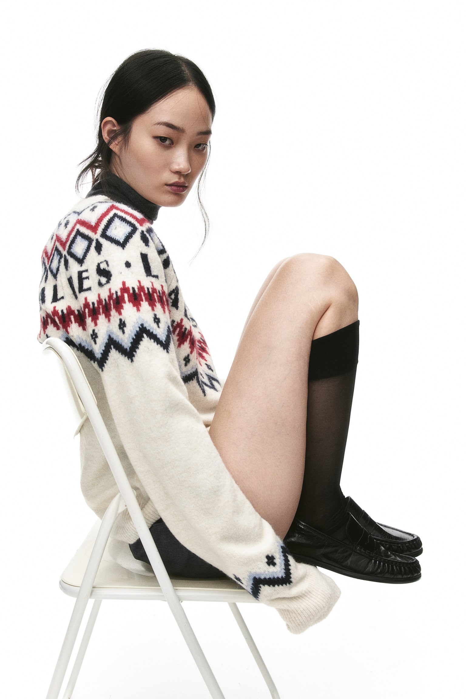 Jacquard-knit jumper - Cream/Les Alpes/Dark beige/Hearts/Grey marl/Bows/Dark red/Skiers - 3