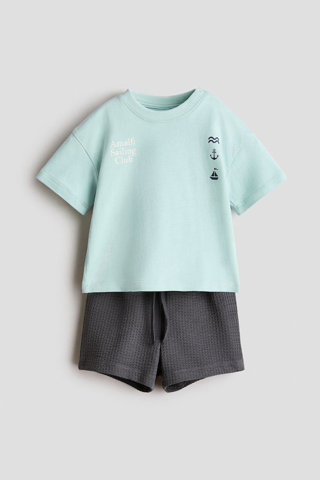 2-Piece Cotton Jersey Set - Turquoise/Amalfi Sailing Club - 1
