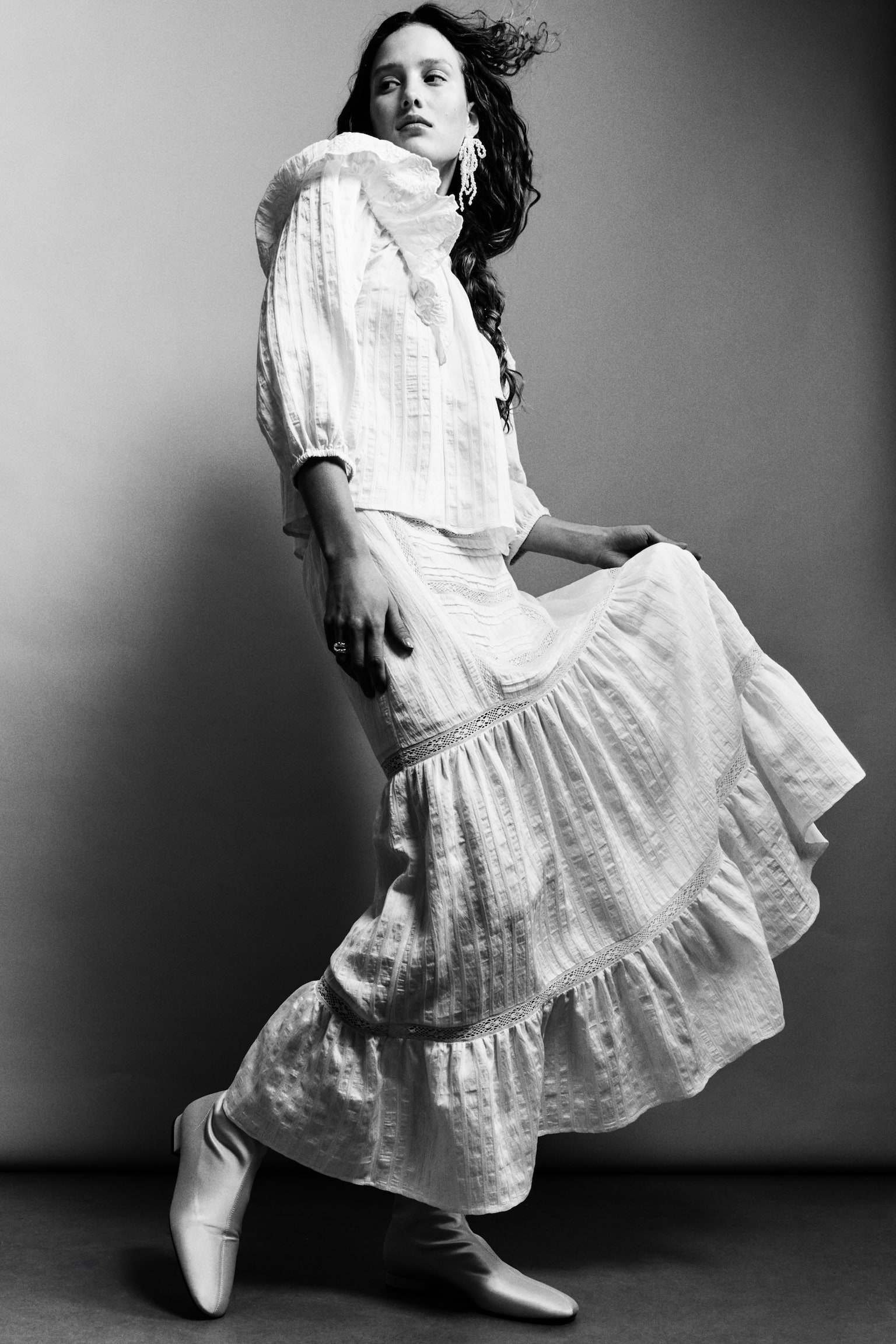 Jupe maxi avec dentelle - Blanc - 2