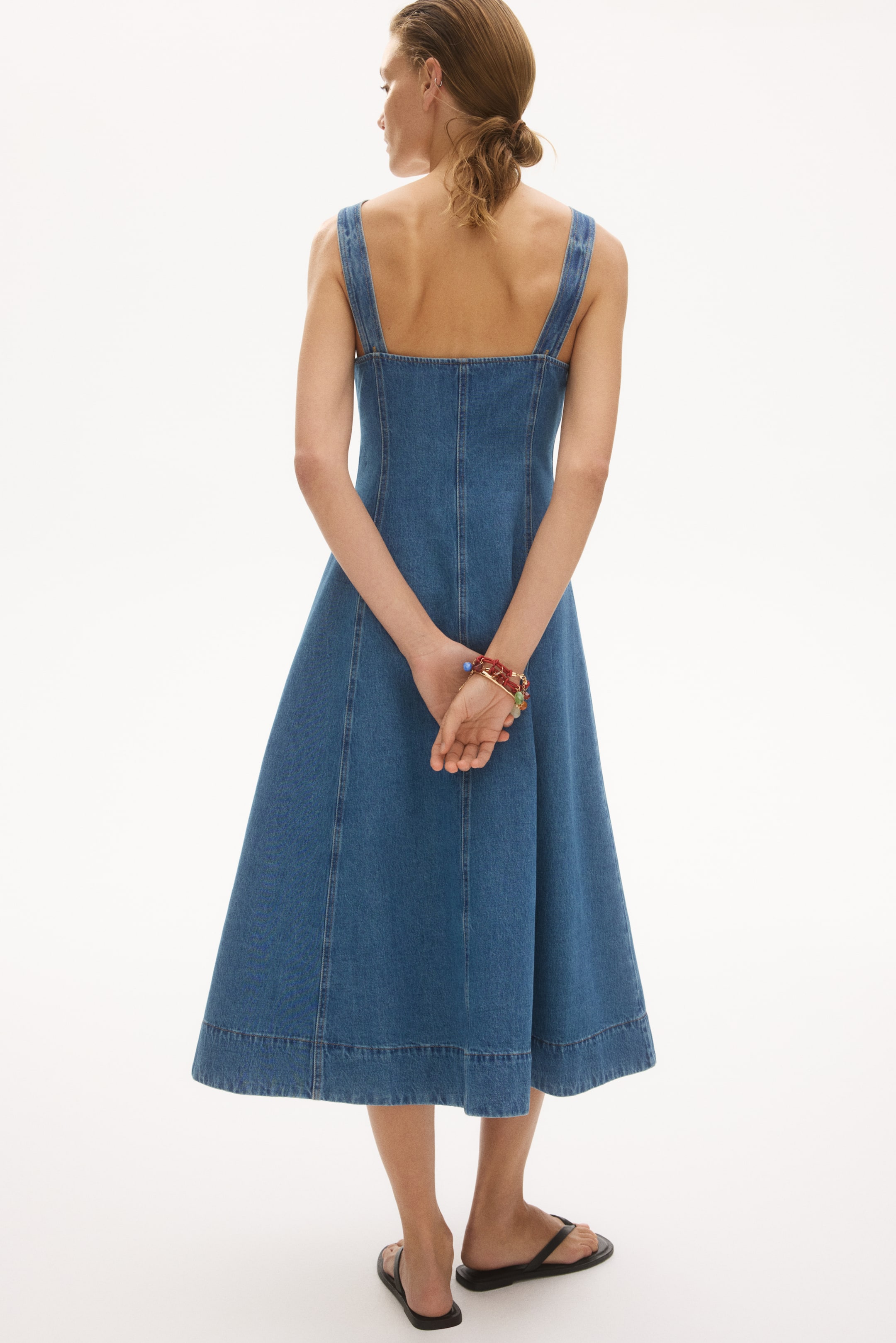Button-Front Denim Dress