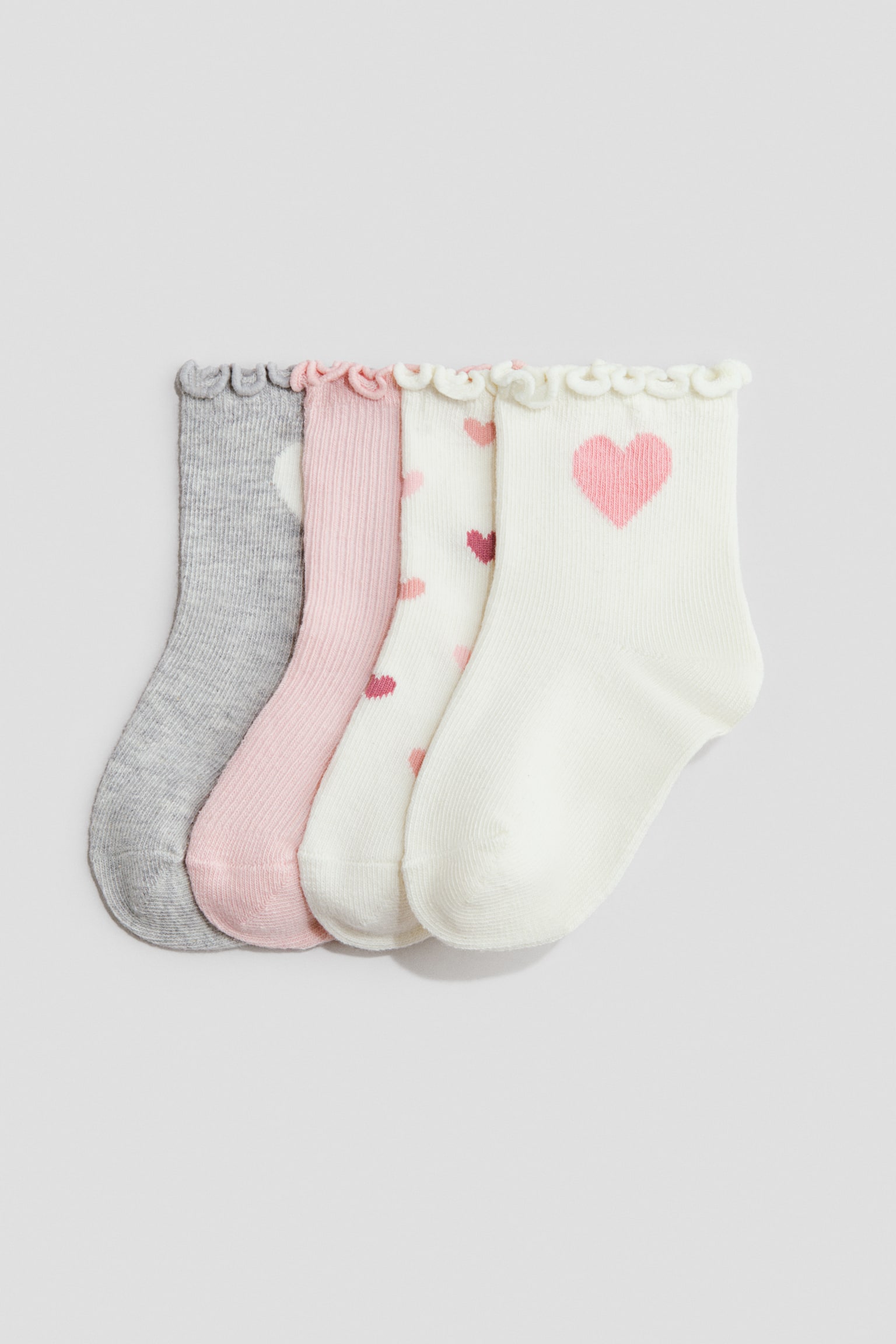 4-pack overlocked socks - Light pink/Hearts/Turquoise/Floral/Light blue/Strawberries