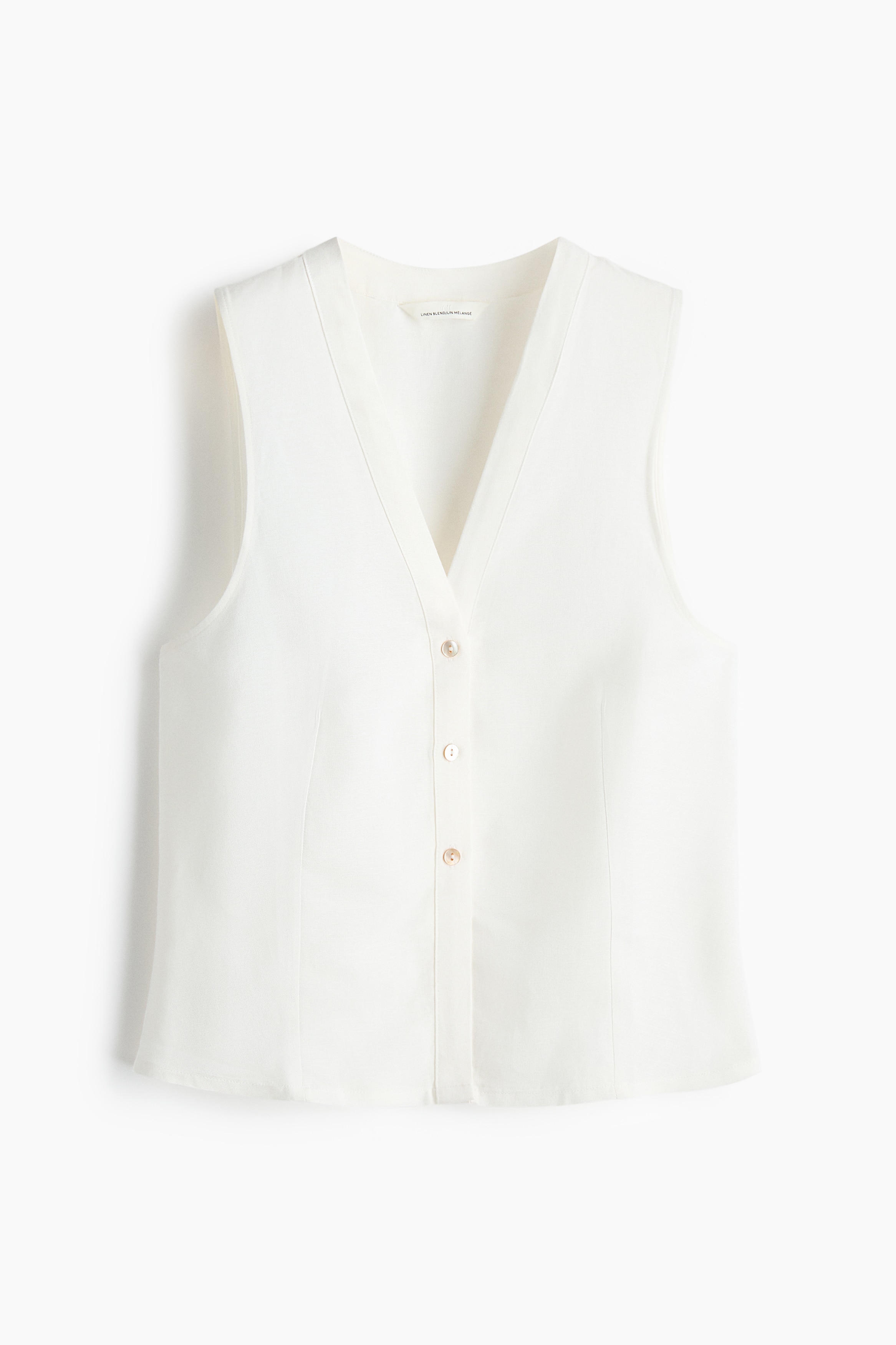Sleeveless Linen-Blend Shirt - White/Light pink/Navy blue/Brown