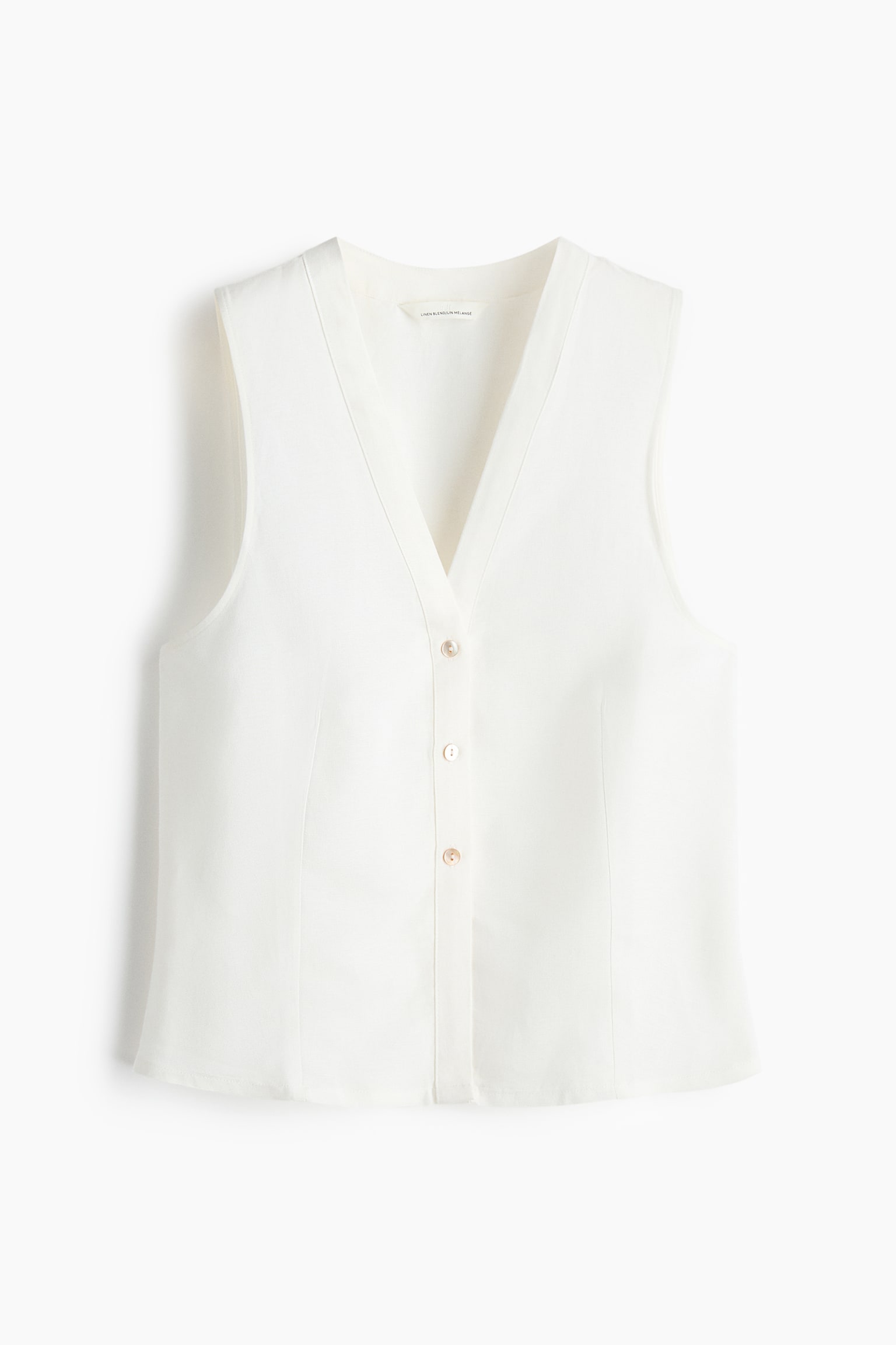 Женская рубашка H&M Sleeveless Linen-Blend, цвет: Белый — фото 1