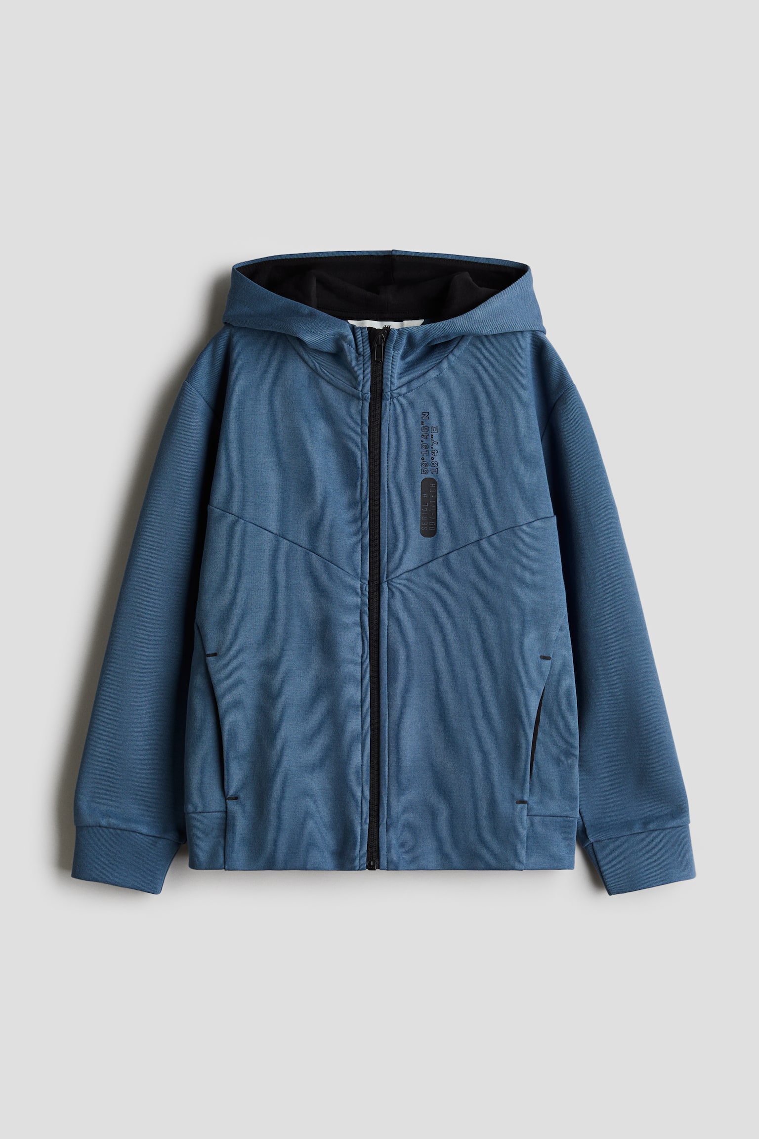 Heavy jersey zip-through hoodie - Blue/Black/Light grey marl - 1