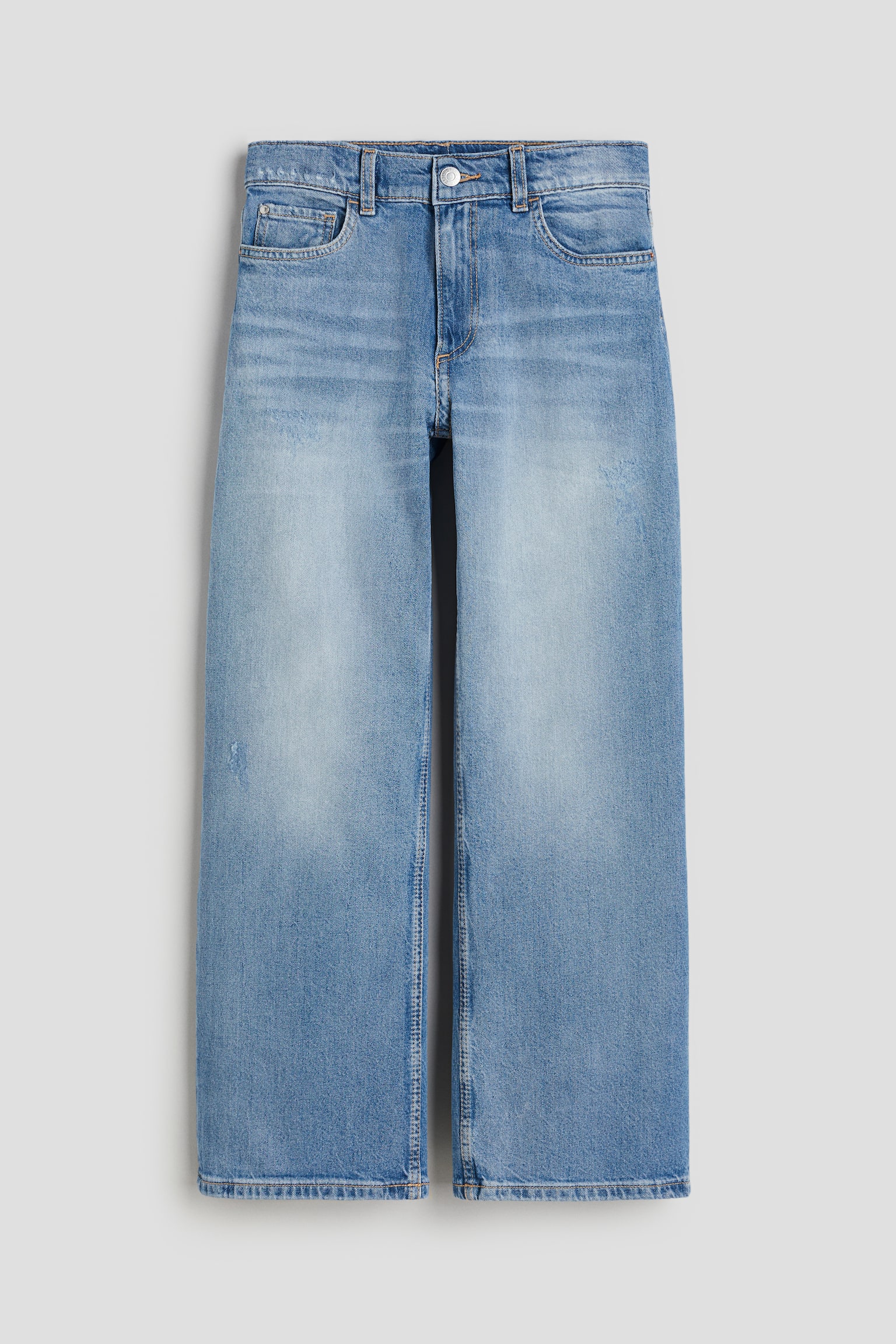 Loose Fit Wide Leg Low Jeans - Denim blue/Light denim blue/White - 1