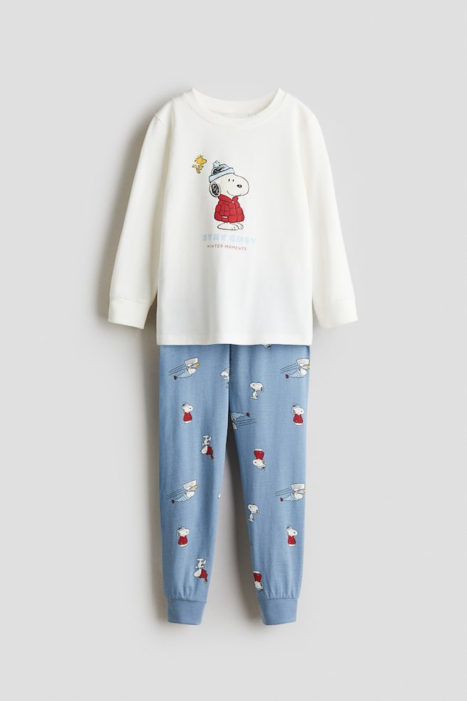 Printed cotton jersey pyjamas - White/Snoopy/Cream/Marvel Comics/Light green/PAW Patrol/White/Pokémon/Light grey marl/Hot Wheels/Blue/Pokémon/White/Marvel/Light beige/PAW Patrol/Black/Marvel Comics/Blue/Sonic the Hedgehog/Grey/Sonic the Hedgehog/Light grey/Batman/Blue/Spider-Man/Blue/Spider-Man/Grey marl/Spider-Man/White/Spider-Man - 1