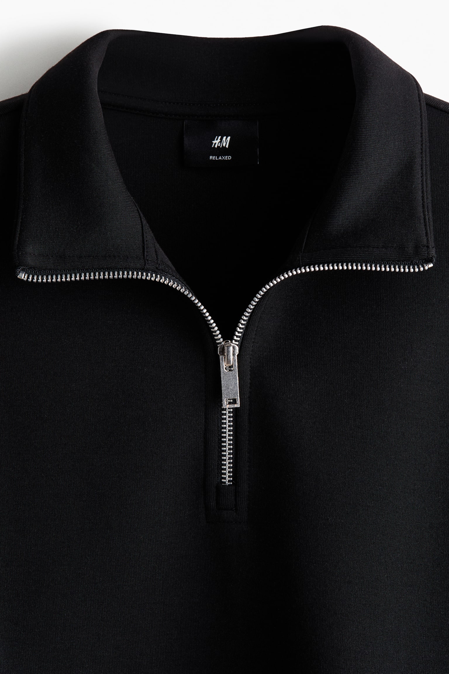 Мужской свитшот H&M Relaxed-Fit Half-Zip, цвет: Чёрный — фото 7
