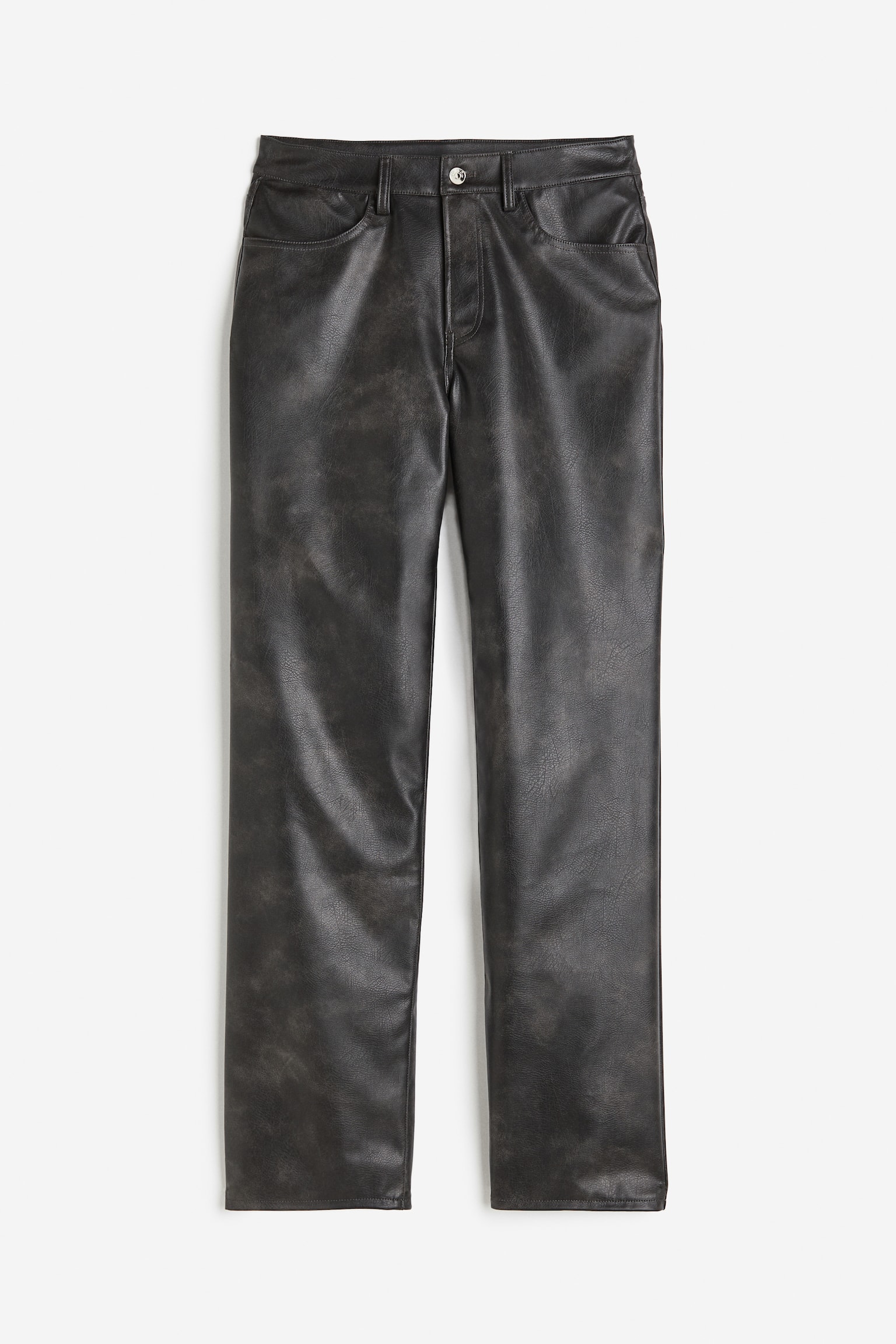 90s Straight Coated Trousers - Black/Black - 1