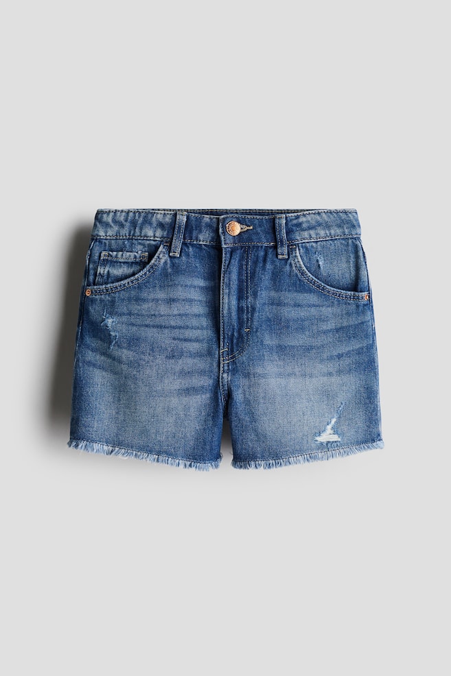 Frayed Edge Denim Shorts - Denim blue/Light denim blue/Black - 1