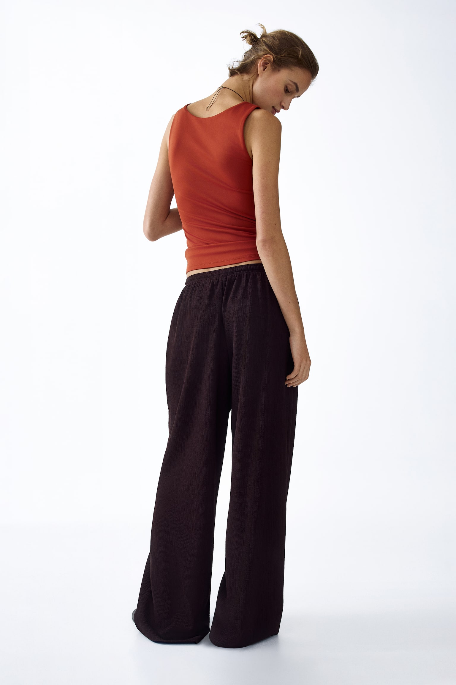 Wide pull-on trousers - Dark brown/Dark brown/Leopard print/Black/Cream/Striped/Beige - 6