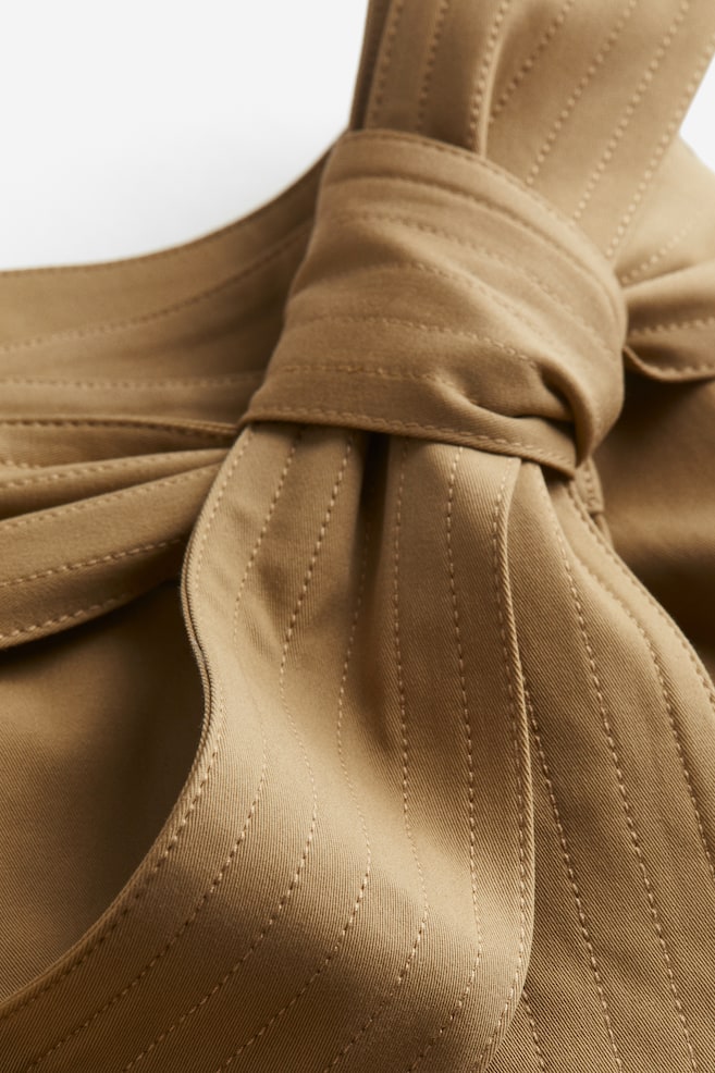 Kopertowa spódnica z wiązanym paskiem - Beżowy - 4