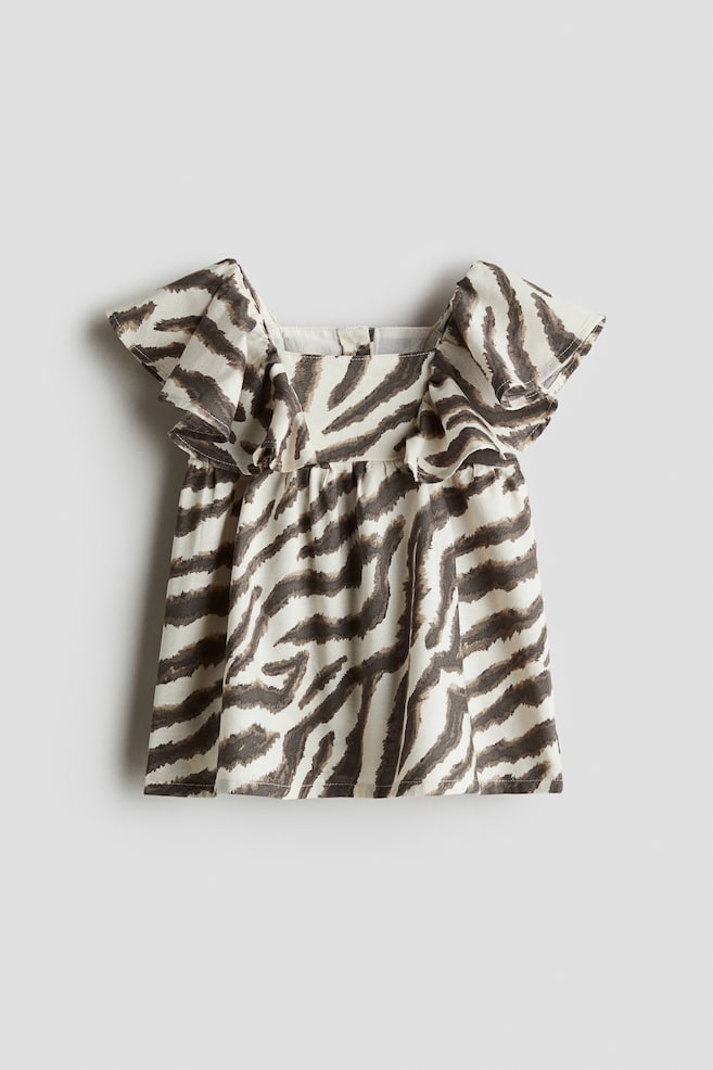Flounce Dress - Light beige/Zebra print - 1