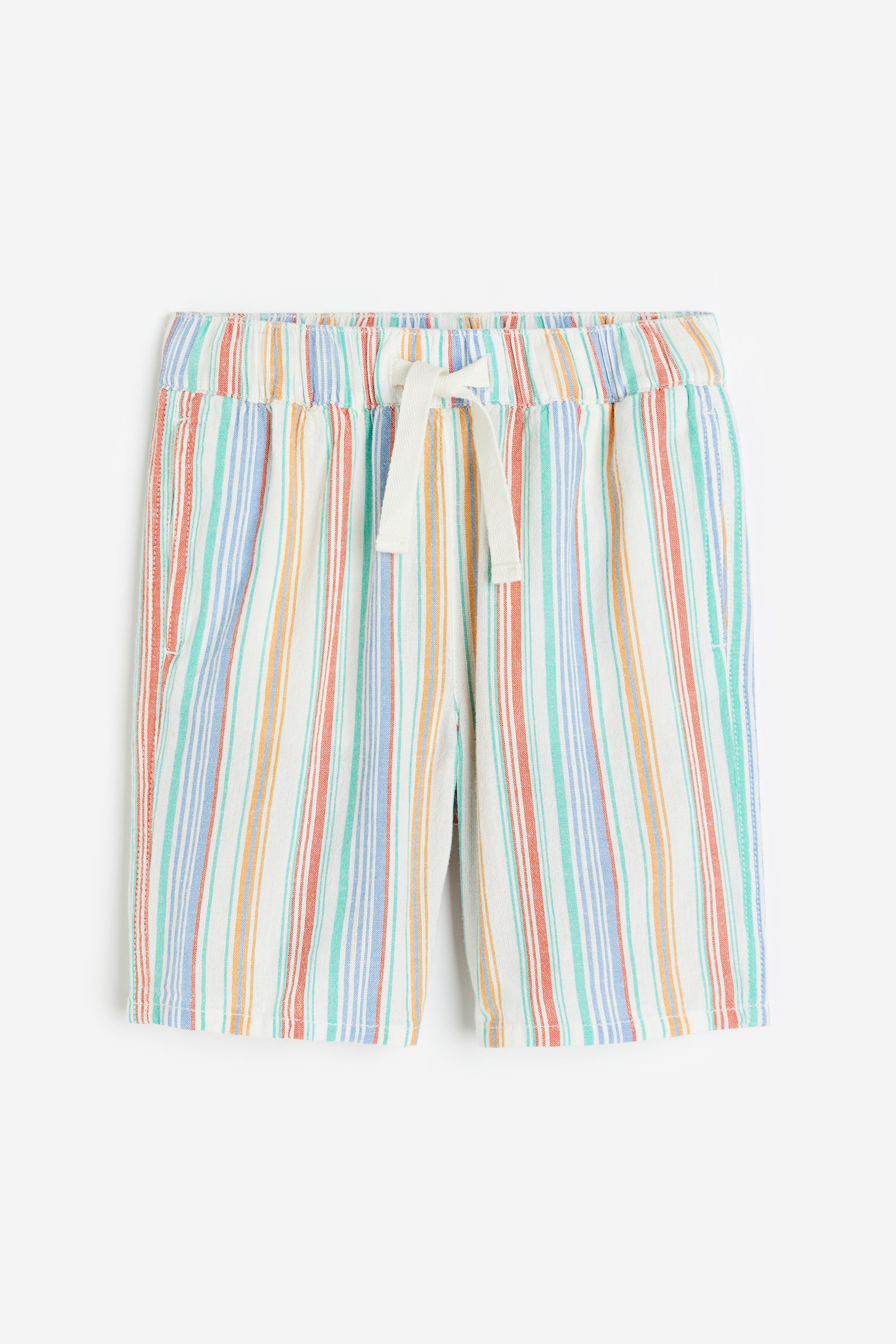 Denim shorts - Blue/Striped/Beige/Black checked
