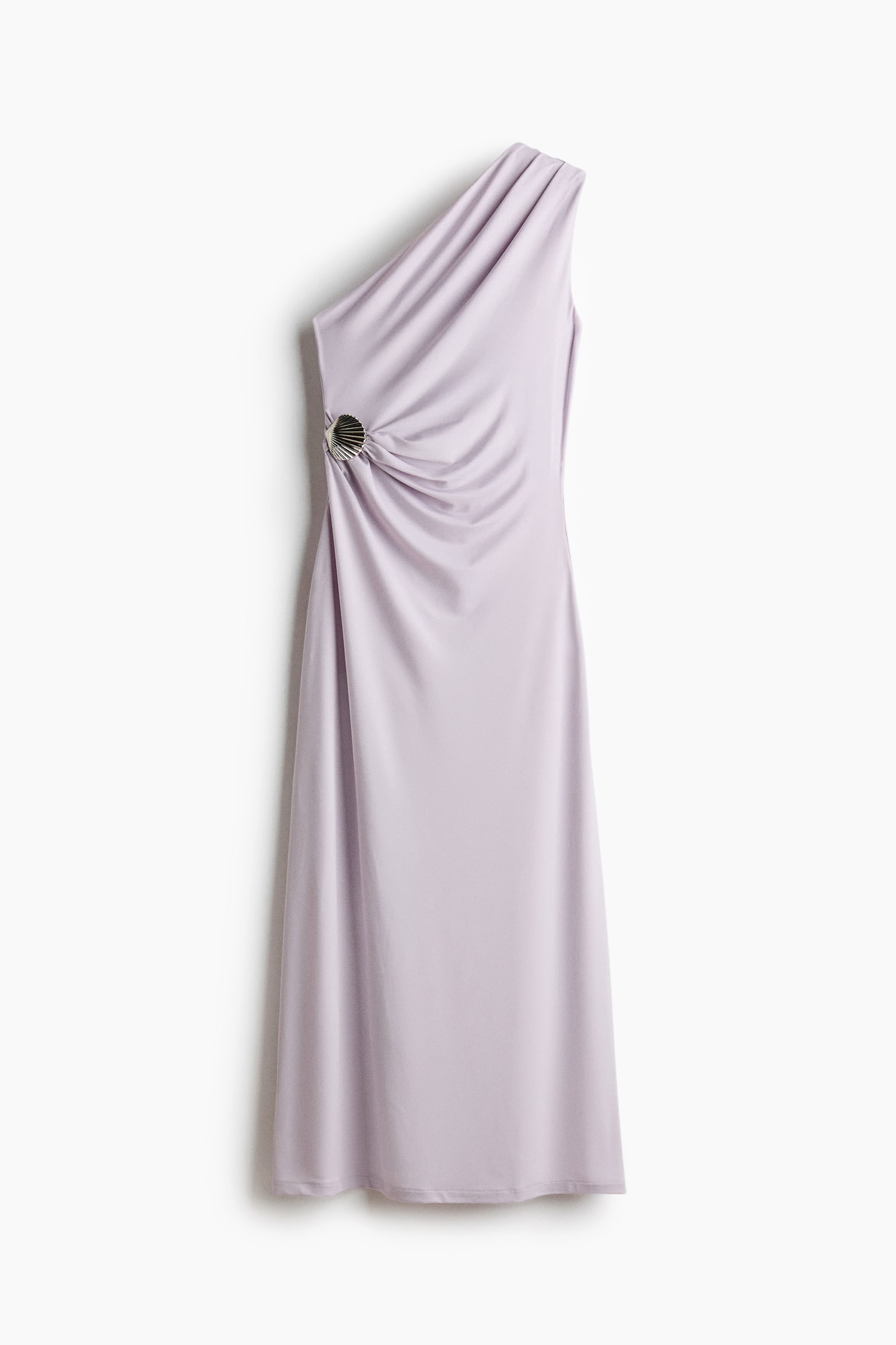 Draped one-shoulder dress-Light purple - 2