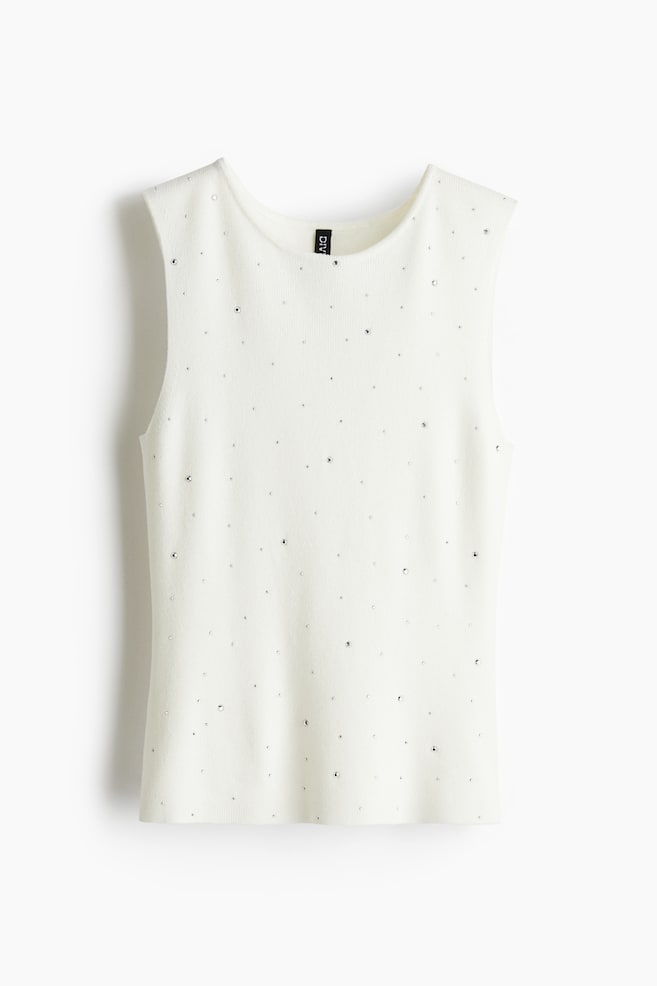 Tanktop mit Strass - Cremefarben - 1
