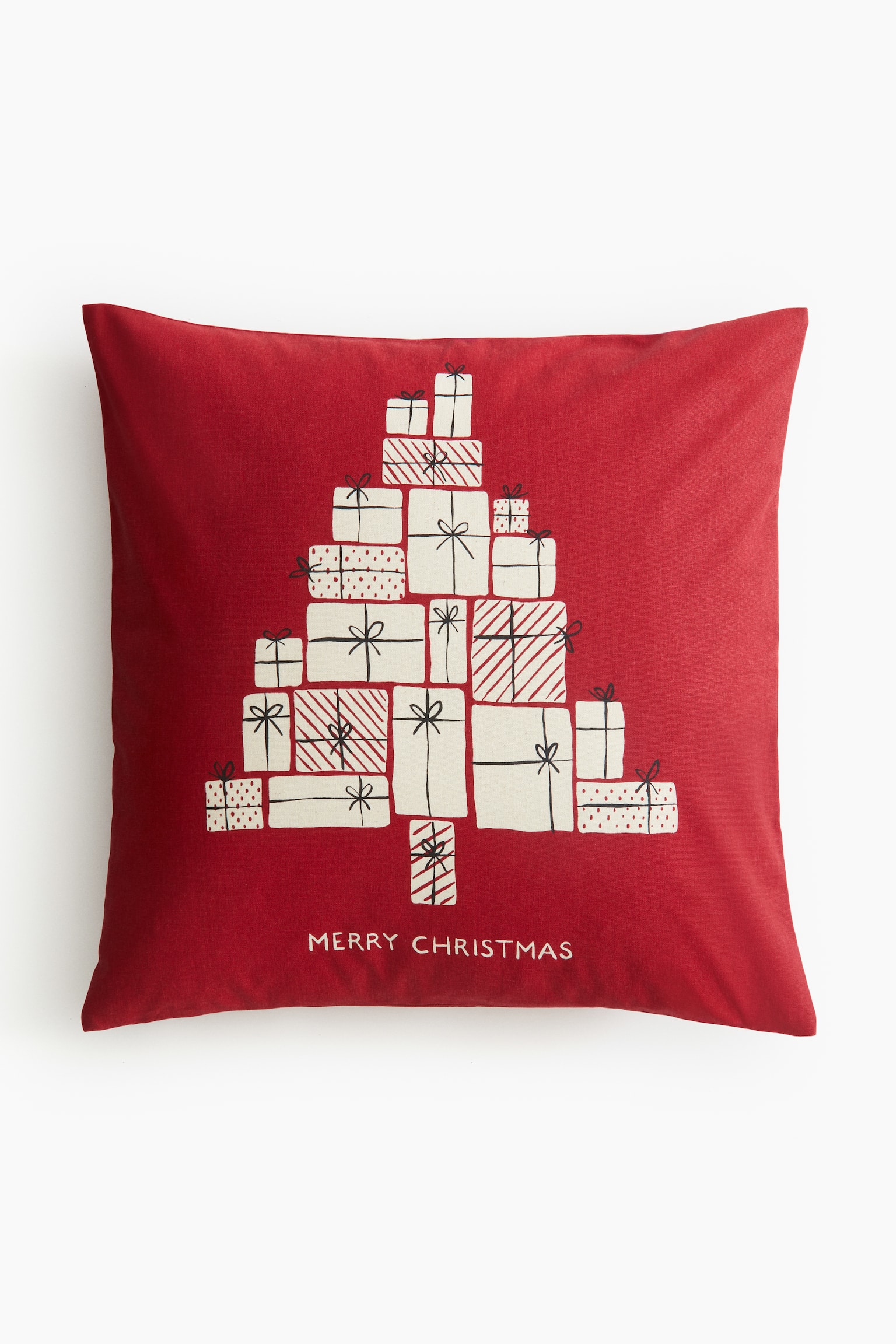 Printed cotton cushion cover - Red/Gift tree/Beige/Sledge/Beige/Gift tree/White/Christmas wreath