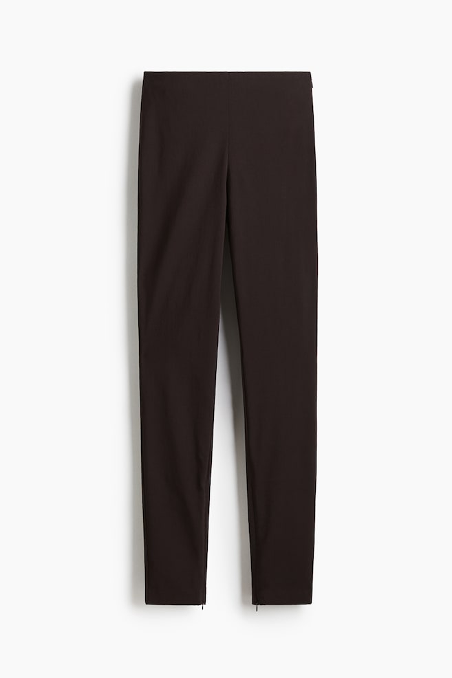 Zip-hem trousers - Dark brown/Black - 1