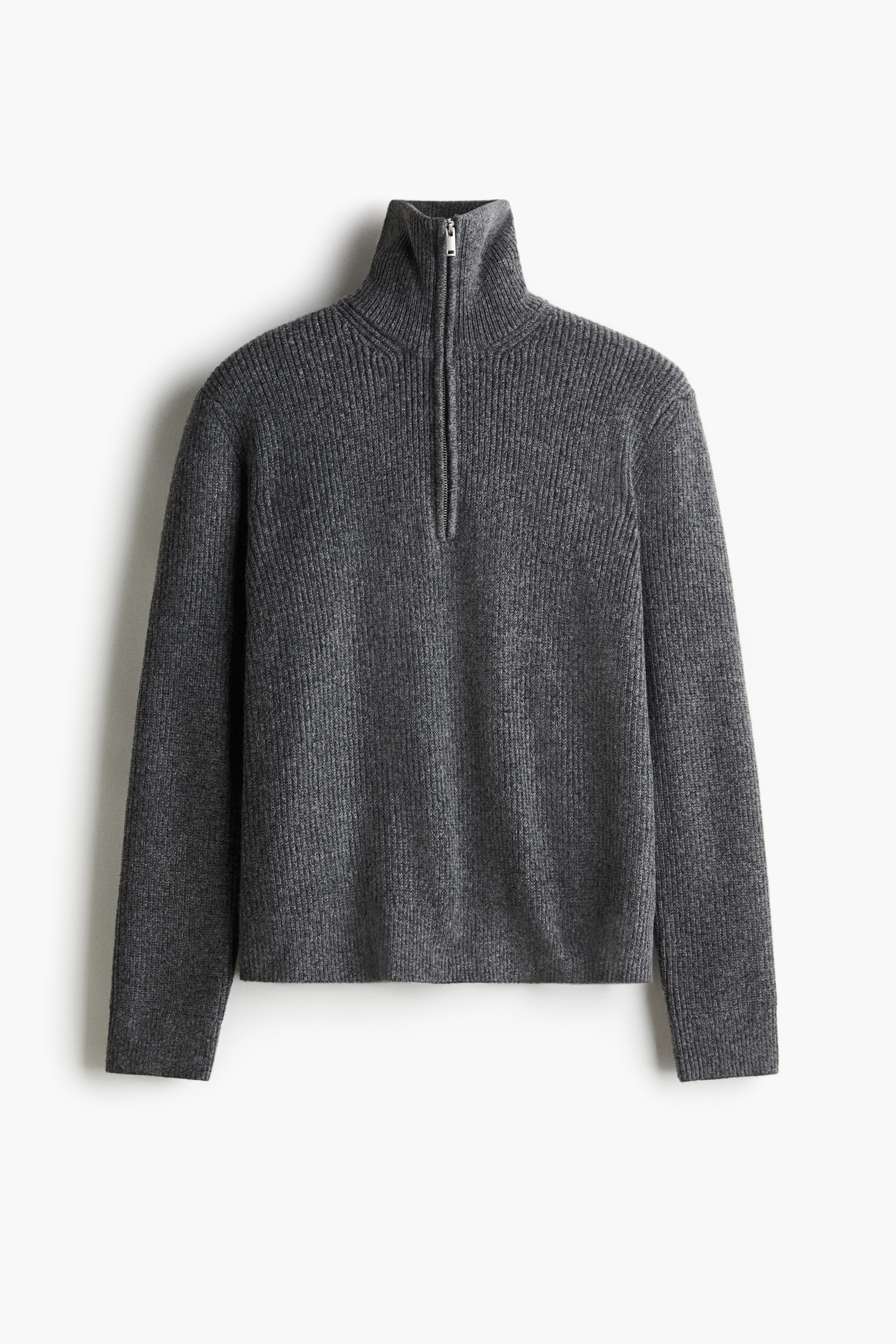 Regular-Fit Half-Zip Sweater - Dark gray/White