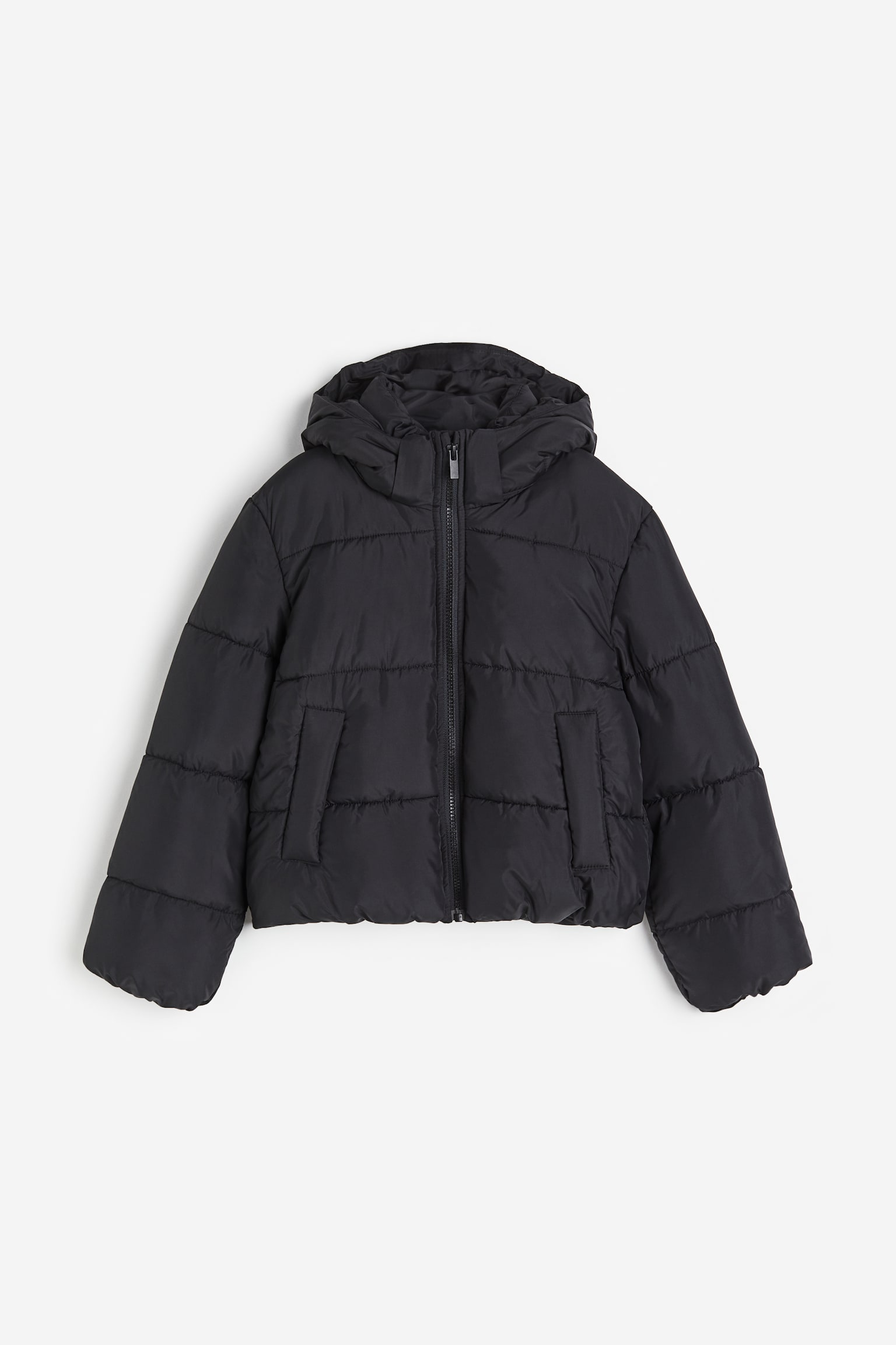 Hooded Puffer Jacket - Black - 1