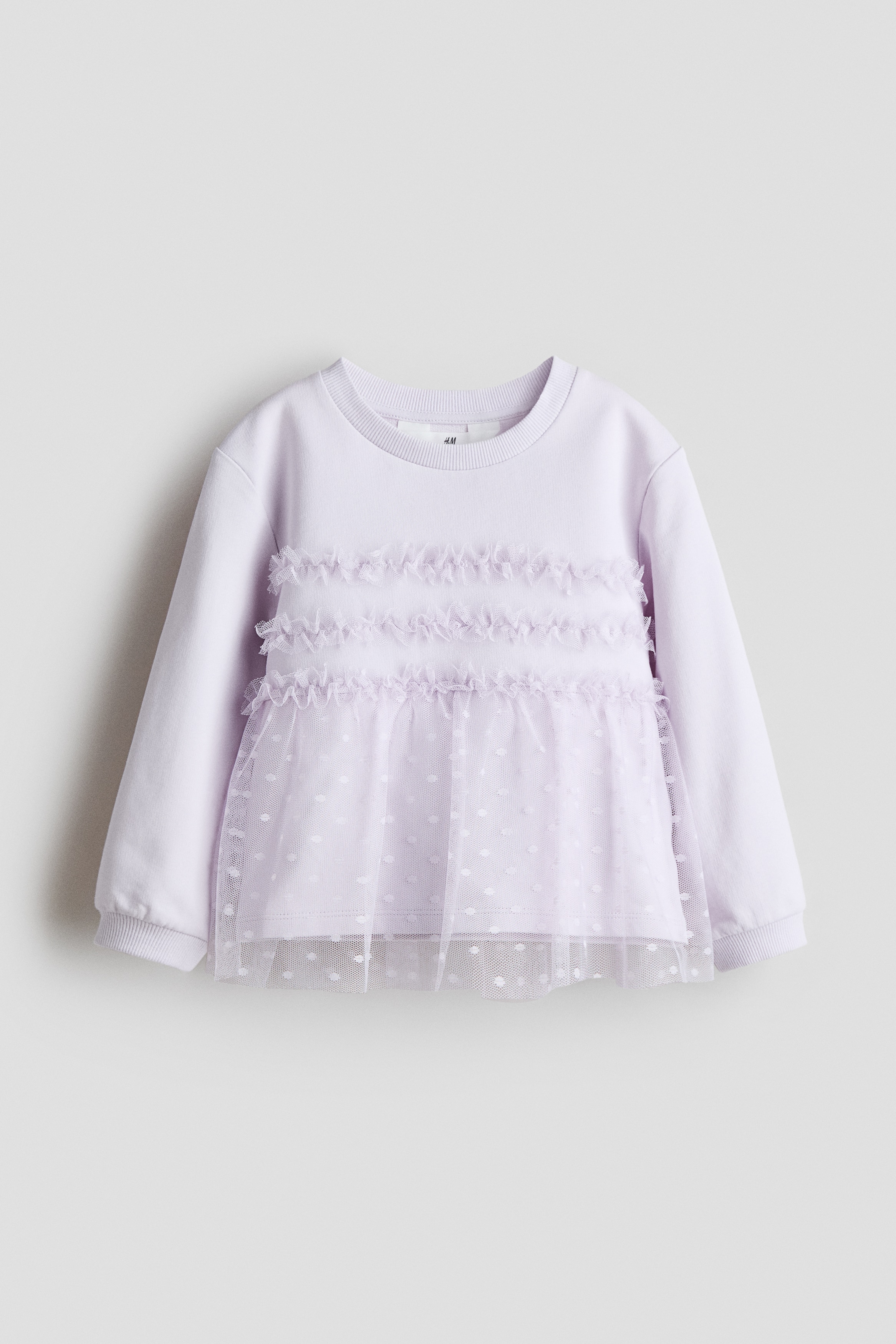 Tulle-detail sweatshirt - Light purple/White