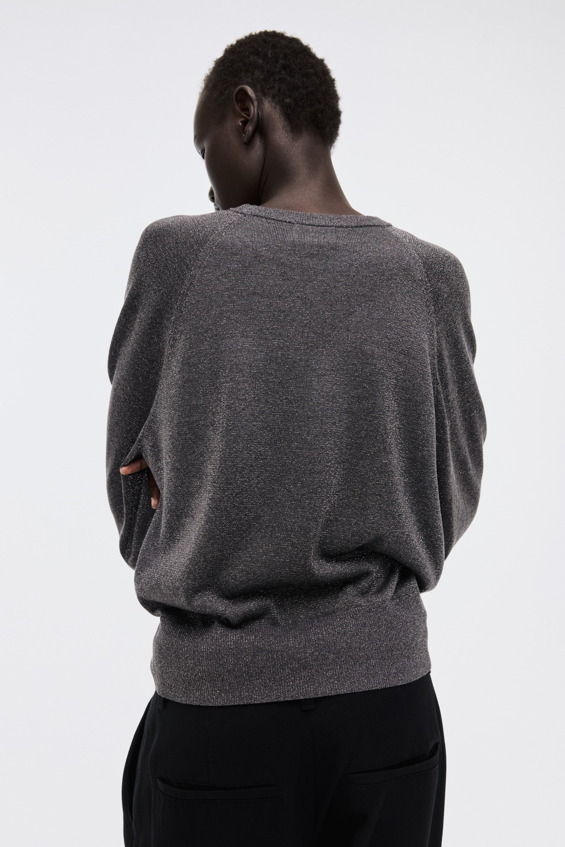 View larger image: Fine-knit glittery top - Dark grey - Ladies | H&M IE 5