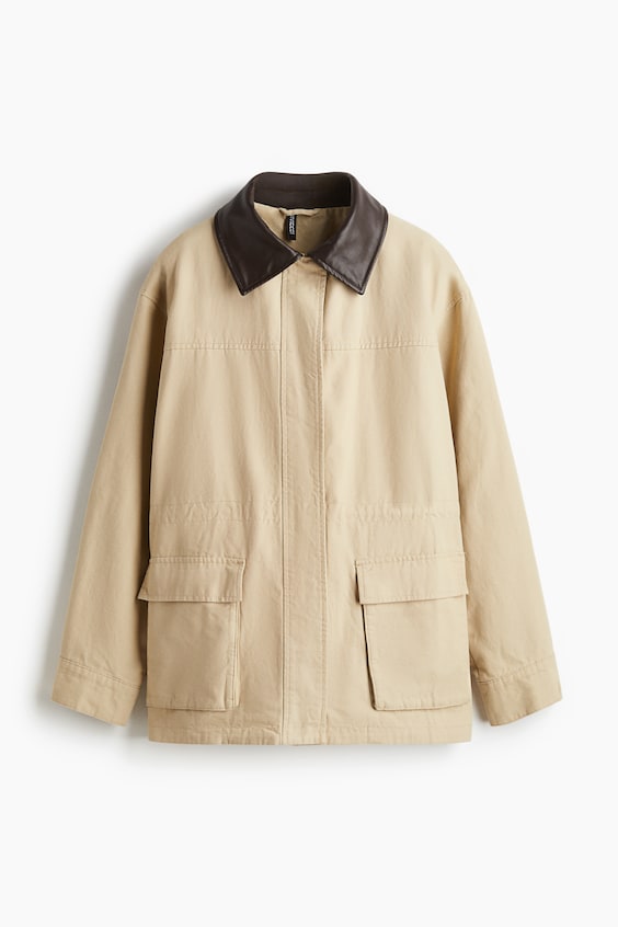 Женские куртки H&M Coated-Collar Twill Jacket