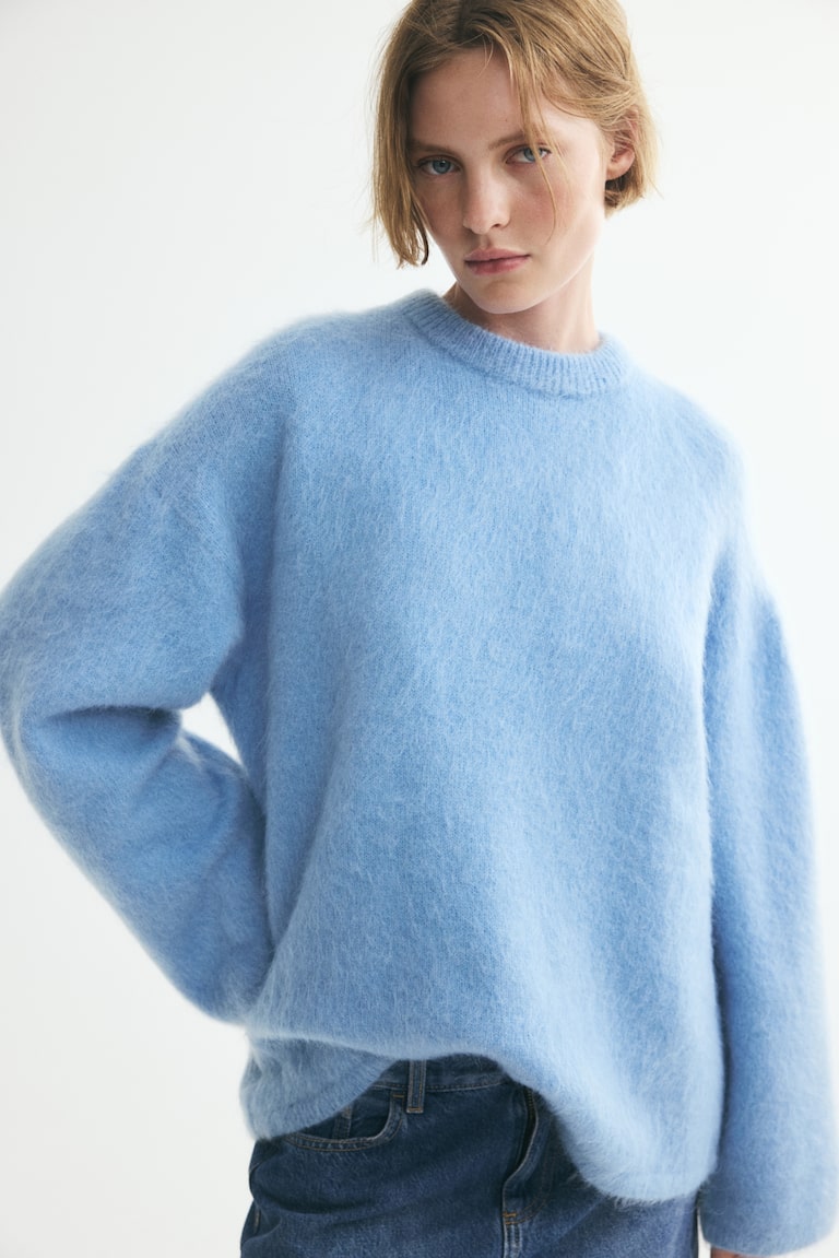 Oversized Mohair-Blend Sweater – H&M – Light blue