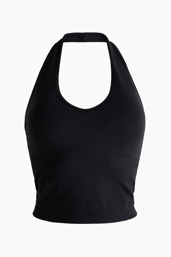 H&M Move Бра DryMove™ Sports, без швов — H&M, цвет: Чёрный