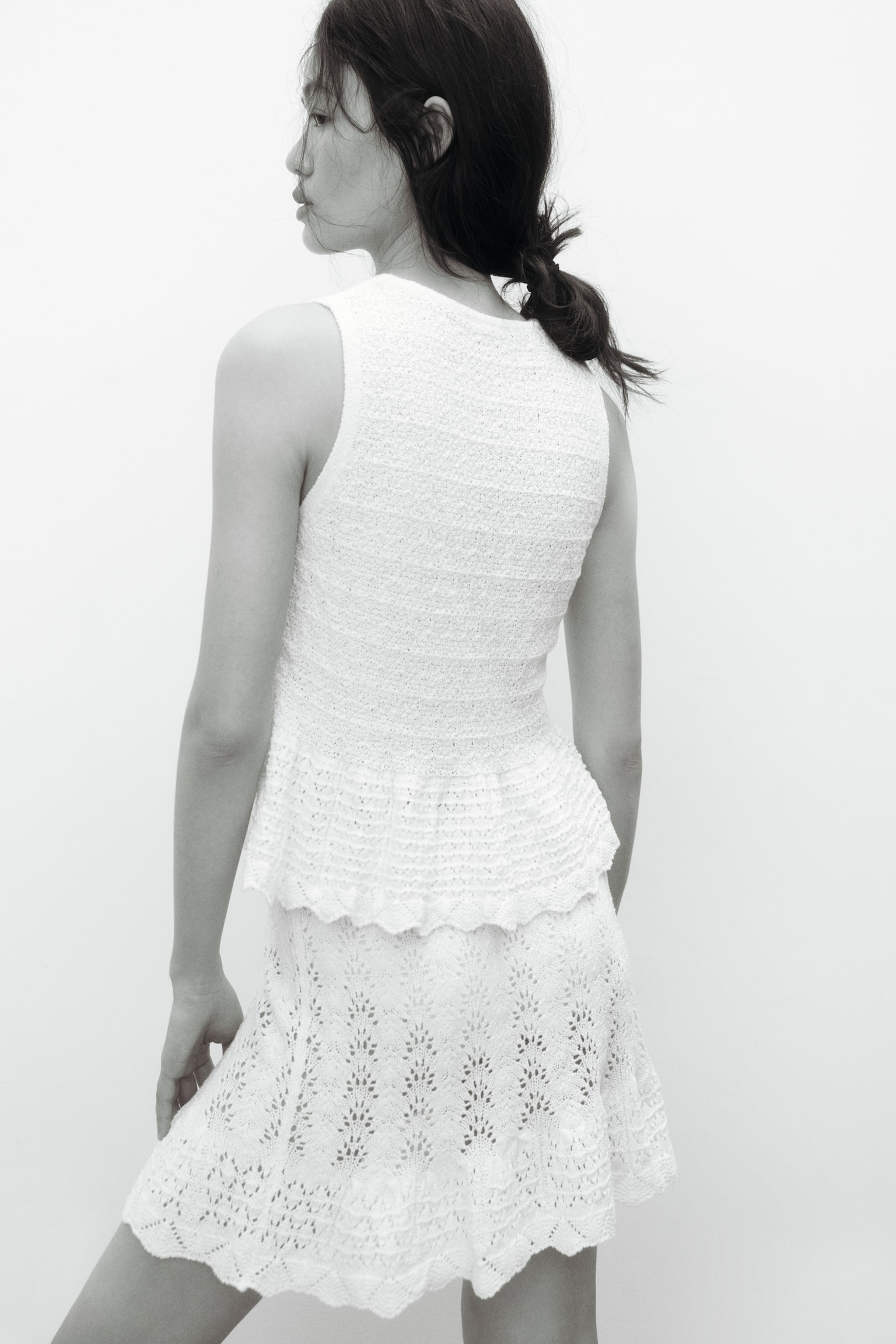 Pointelle-knit peplum top - 3