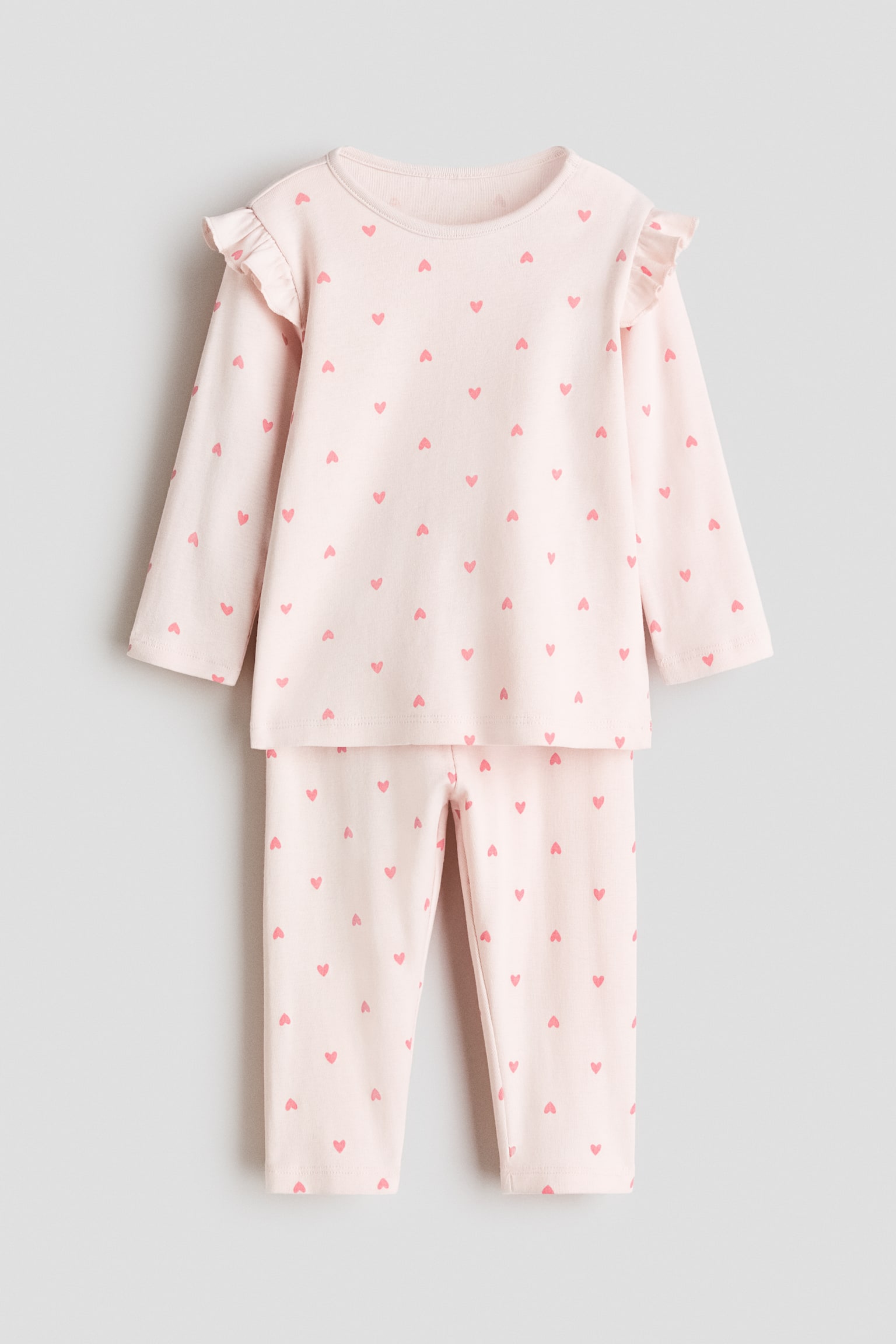 Bawełniana piżama z nadrukiem - Jasnoróżowy/Serca