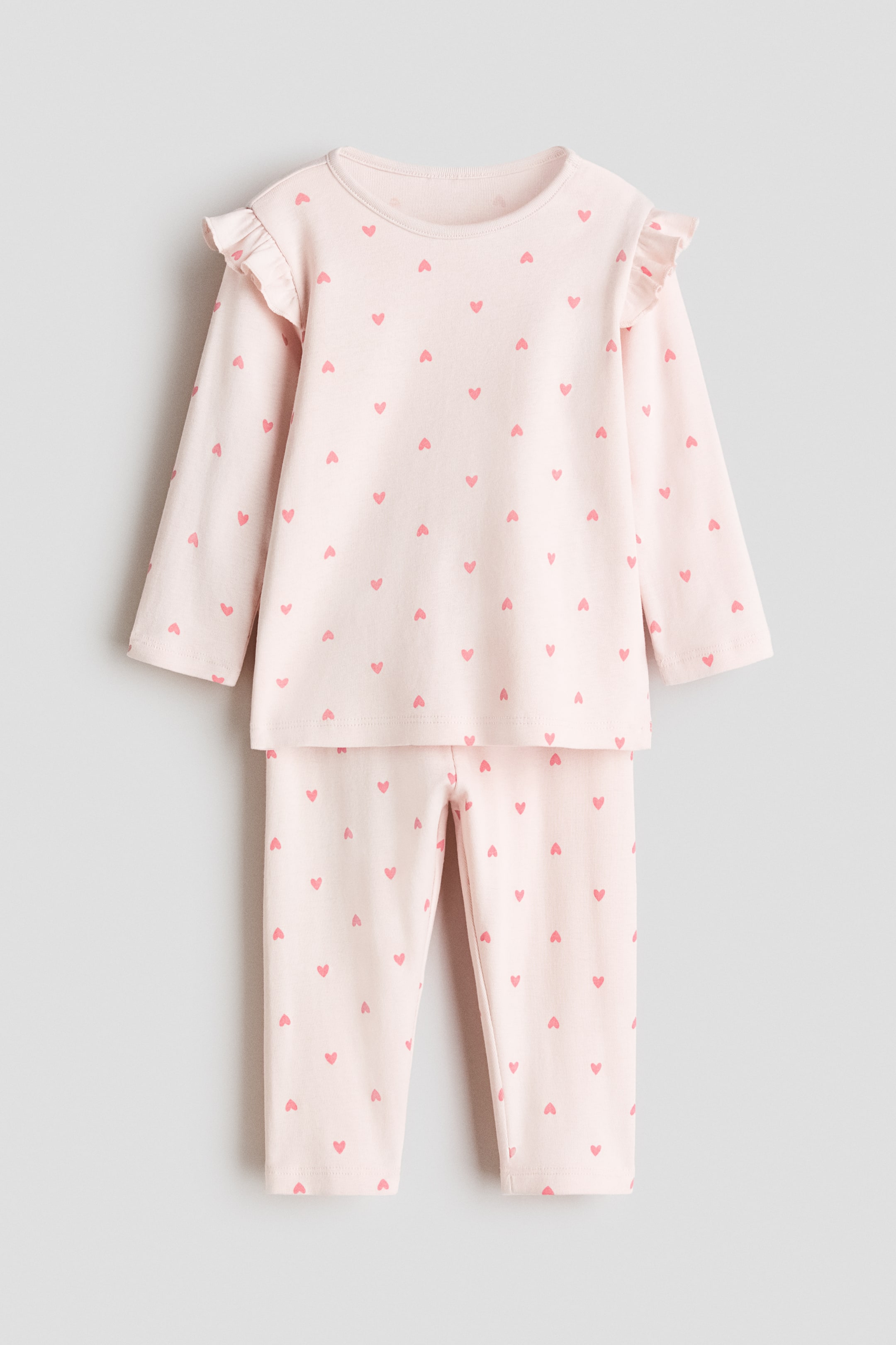 Büyük resmi görüntüle: Pamuklu ve Baskılı Pijama Takımı - Açık pembe/Kalpler - ÇOCUK | H&M TR 1