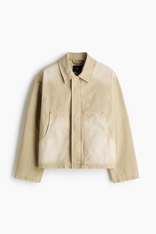 Kurze Jacke im Workwear-Look - Beige/Dunkelblau - 1