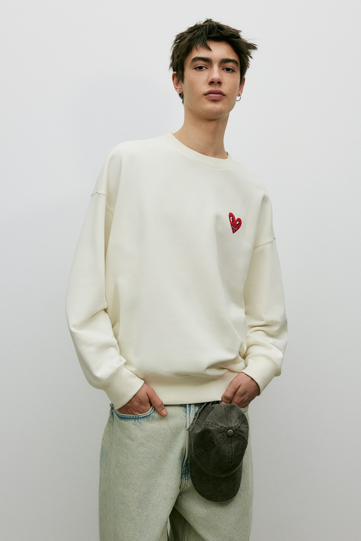 Oversized Fit Printed sweatshirt White/Keith Haring Men H&M IN