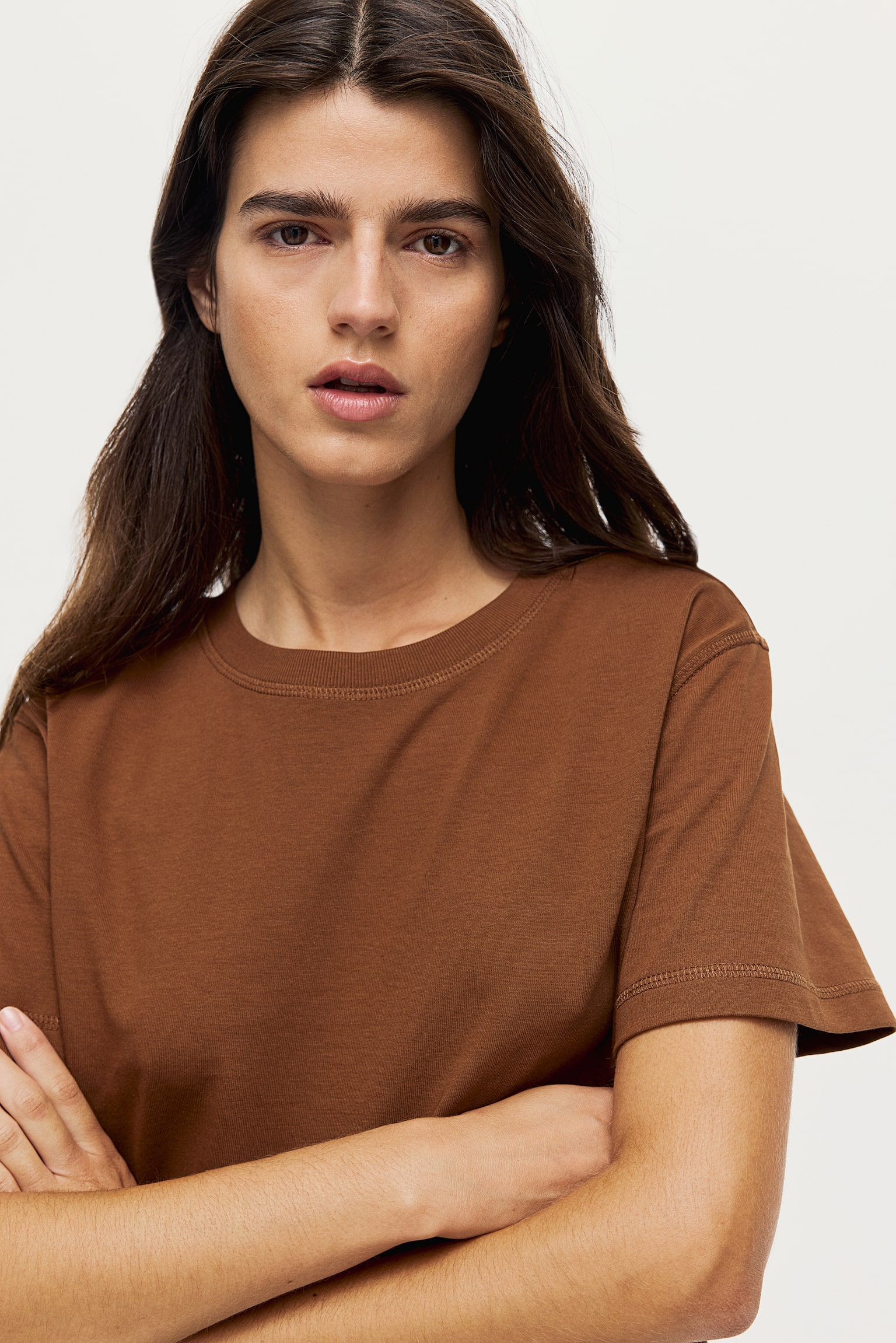 Oversized cotton T-shirt - Brown/Navy blue/White/Dark brown/Grey/Light coral pink/Black/Grey/Orange/Olive green/Light dusty pink - 4