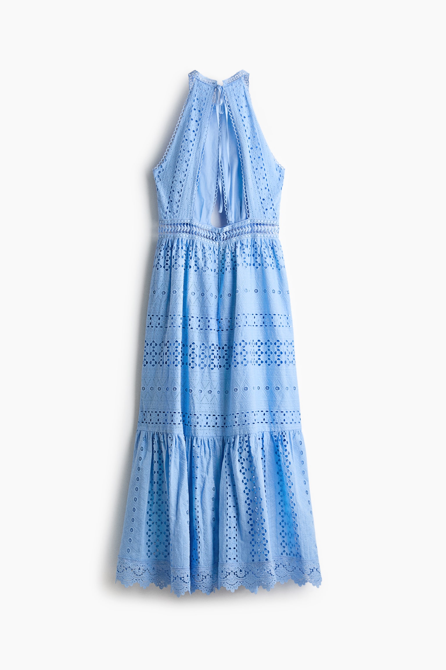 Broderie anglaise poplin dress - Blue - 5