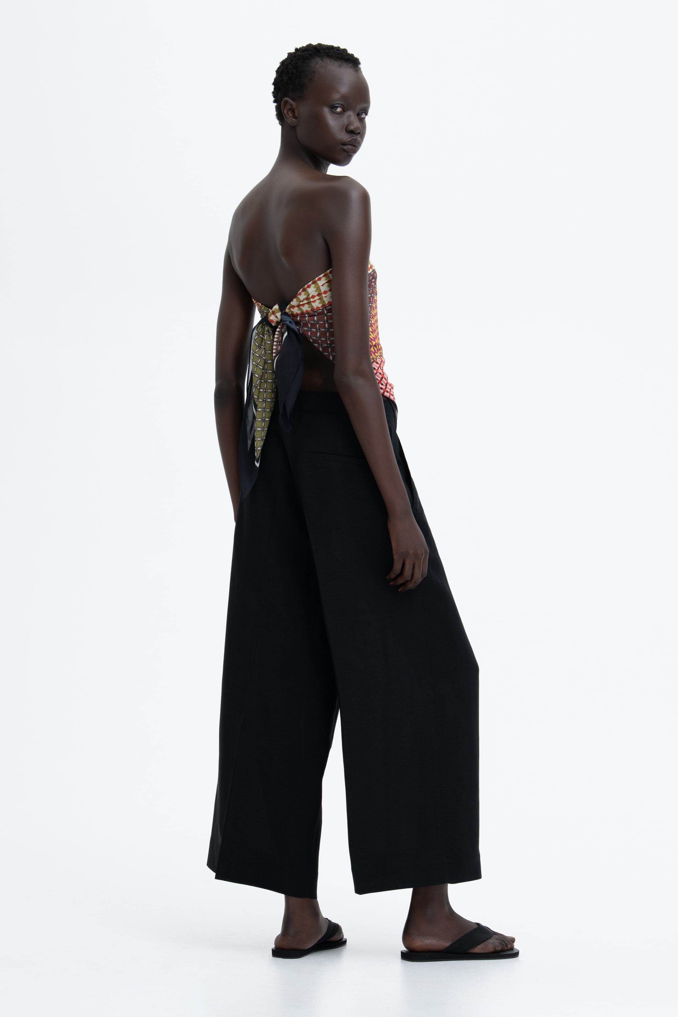 Ankle-Length Linen-Blend Pants