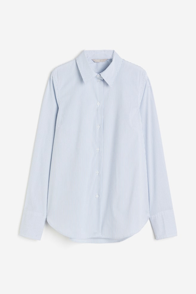 Skjorte i bomuldsblanding - Hvid/Blåstribet/Hvid/Sort/Lyseblå/Hvid - 2