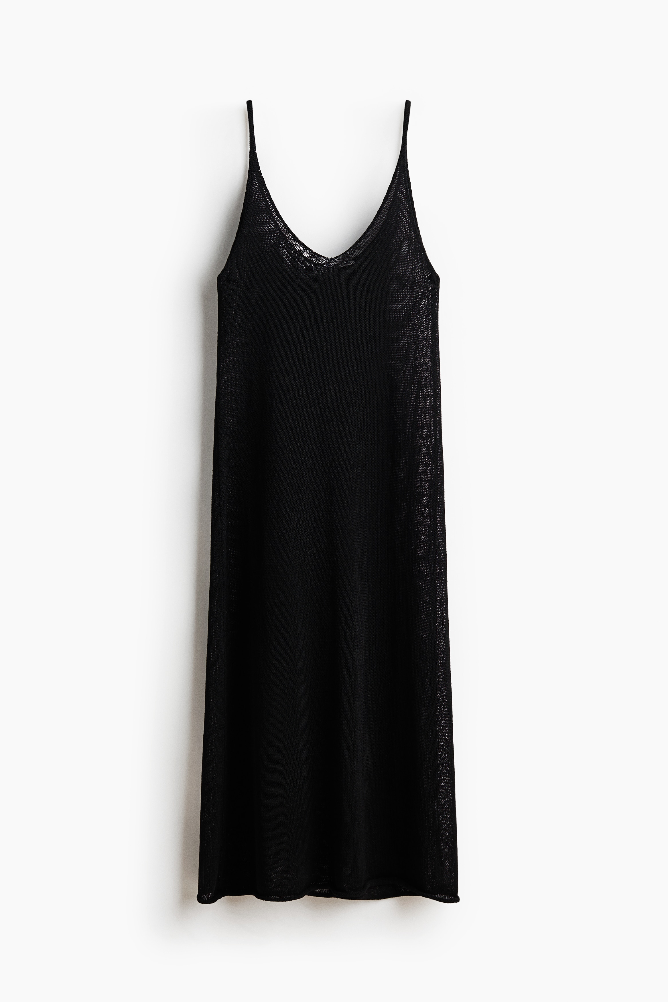 Robe à bretelles fines en maille - Noir/Marron foncé