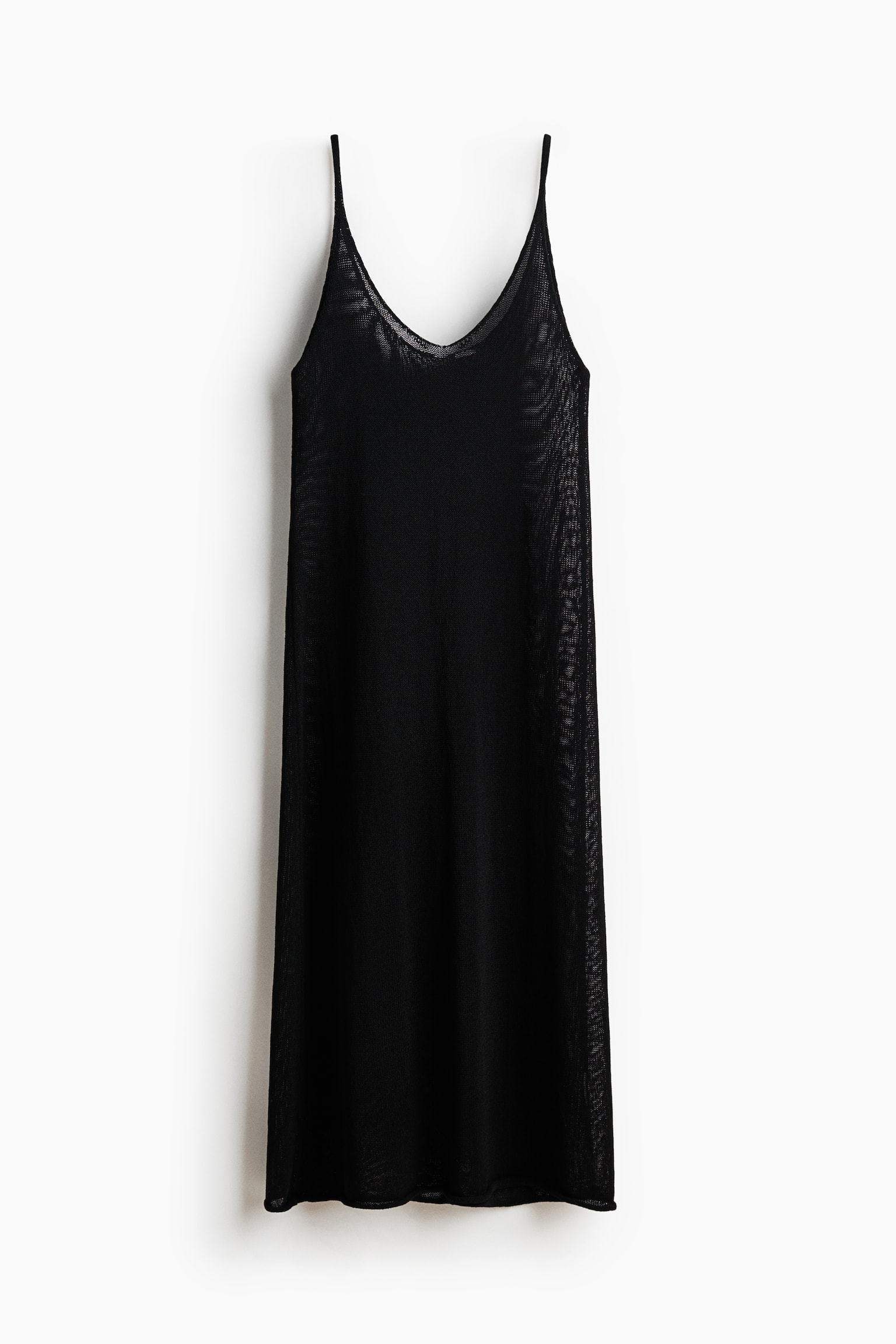 Knitted strappy dress - Black/Dark brown - 1