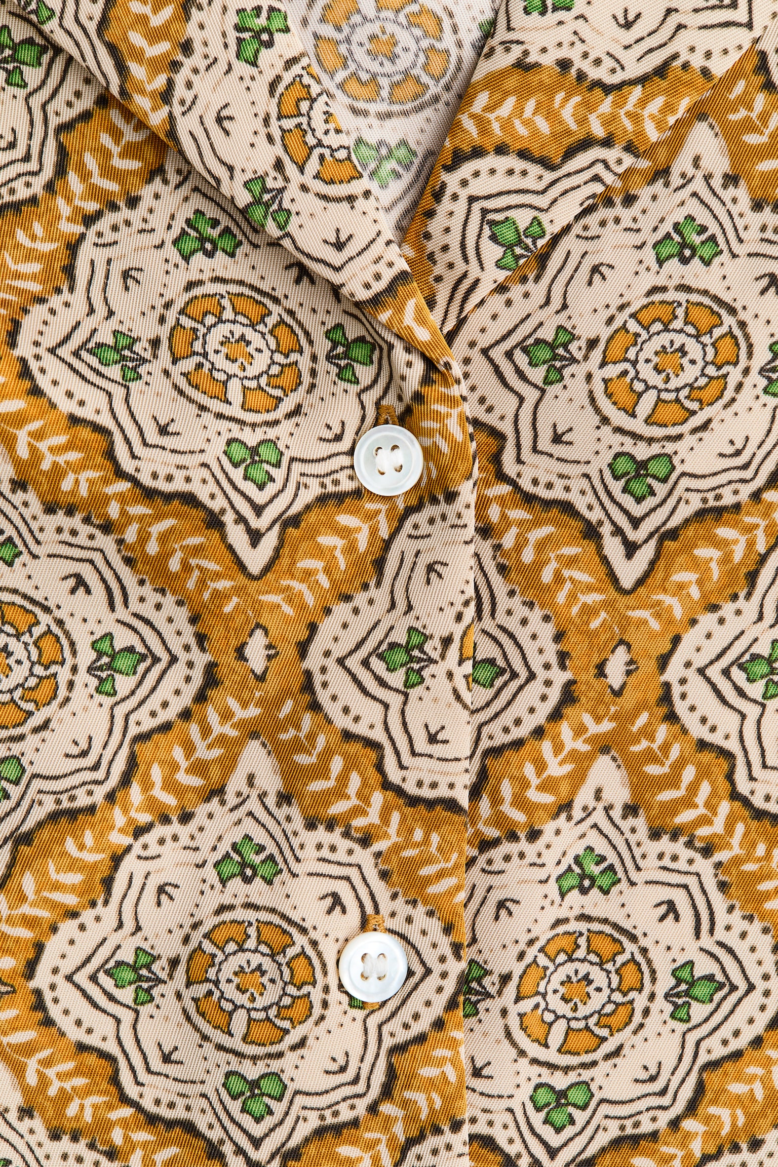 Áo sơ mi hoa văn cổ hai ve - Màu vàng mù tạt/Hoa văn/Màu hồng nhạt/Hoa - 5